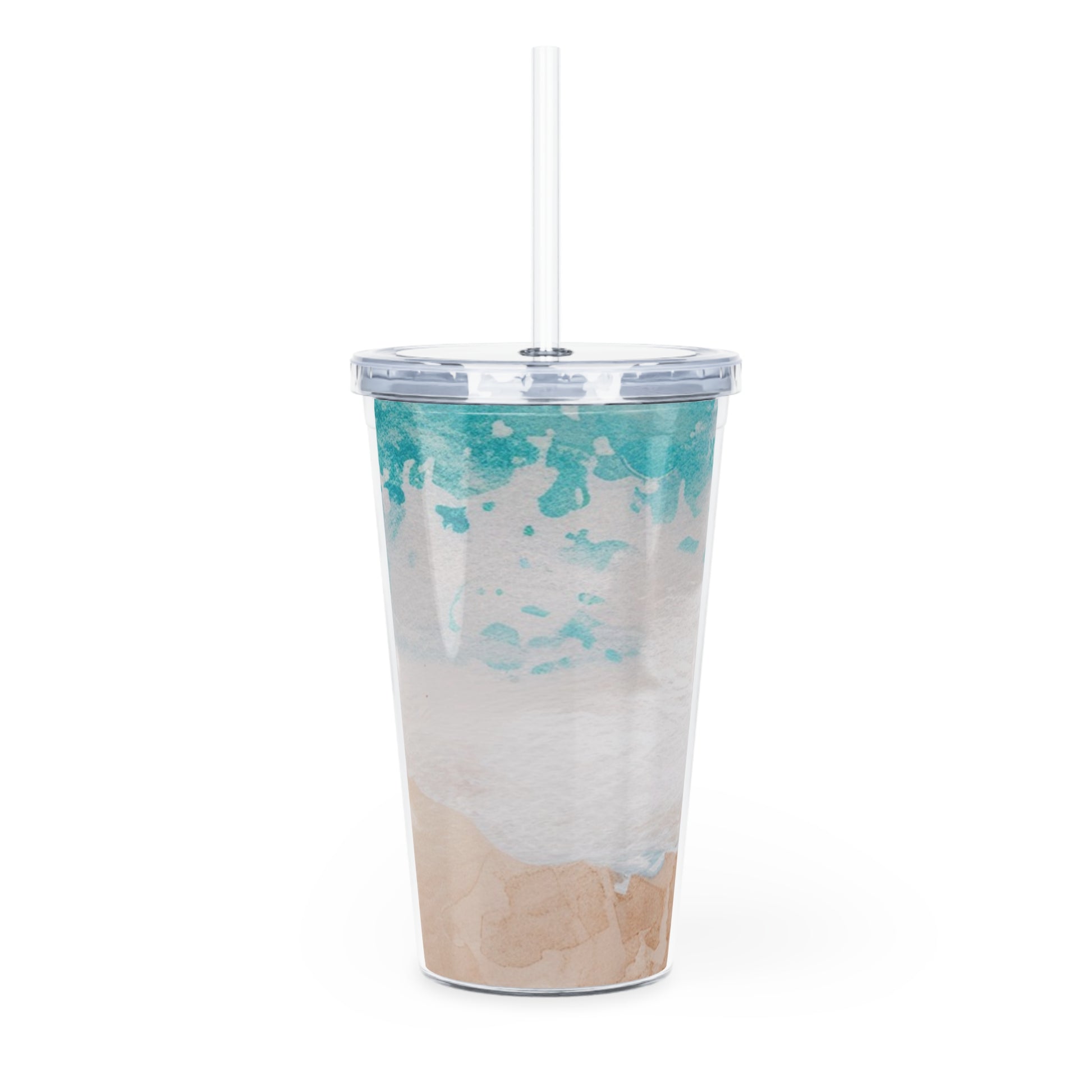 Seashore Plastic Tumbler with Straw, Artsulli - Art is Long, Life is Short, Mug, , , , , , , 