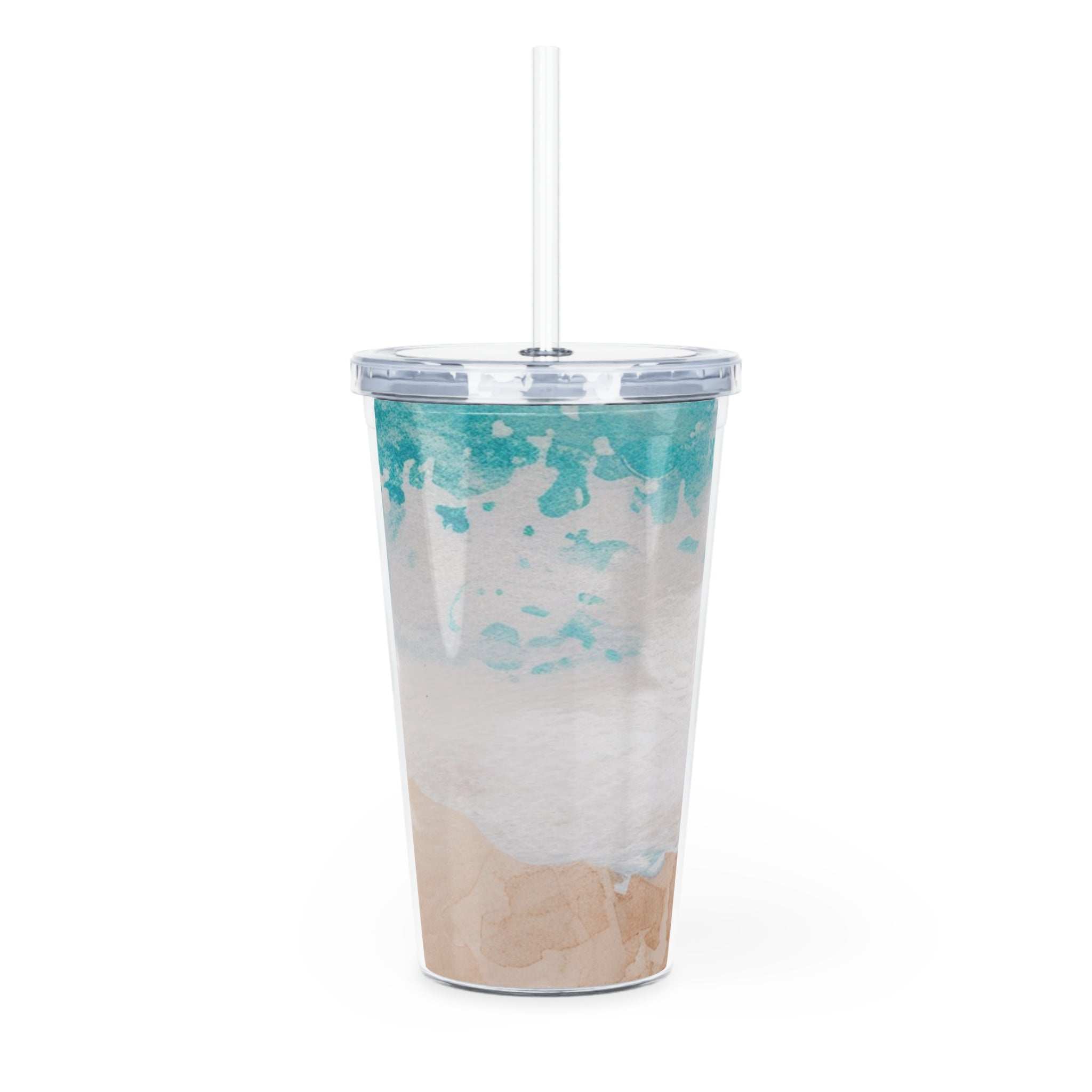 Seashore Plastic Tumbler with Straw, Artsulli - Art is Long, Life is Short, Mug, , , , , , , 