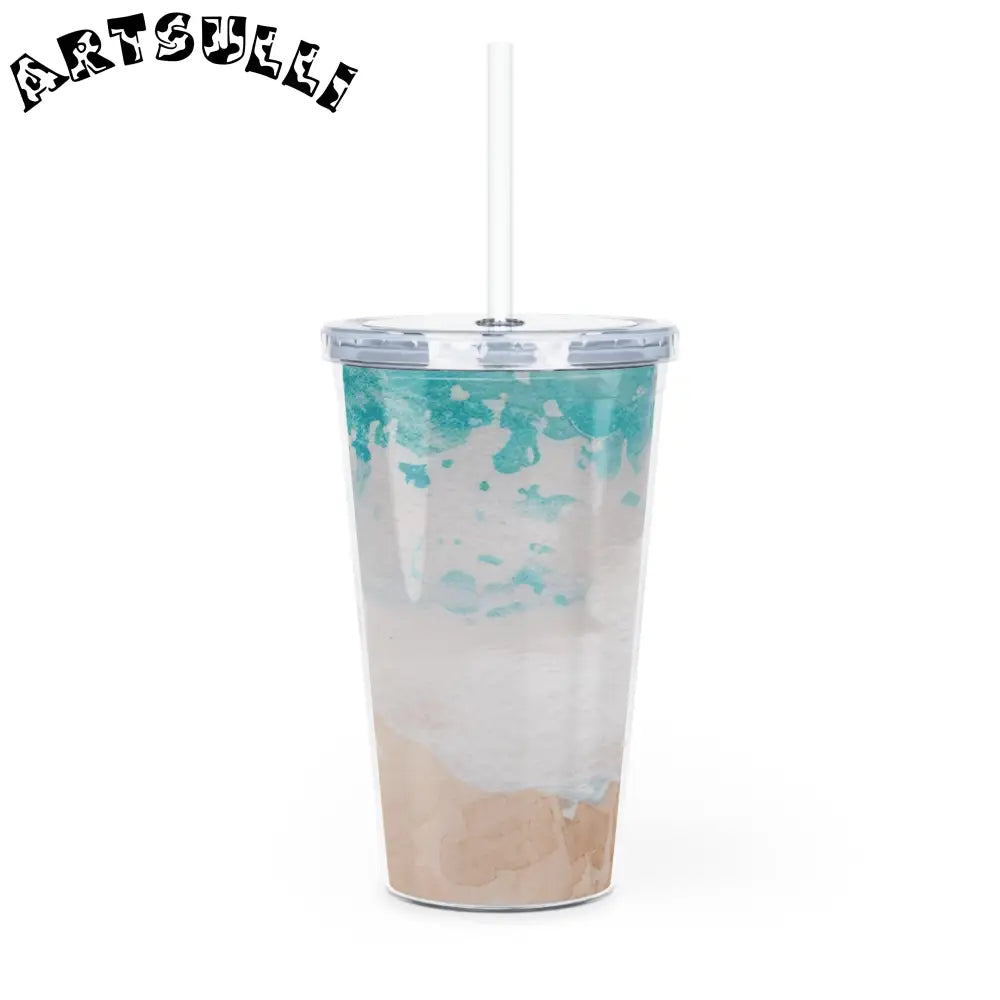 JAKKOUTTHEBXX Teal Abstract Artistic Work Plastic Tumbler