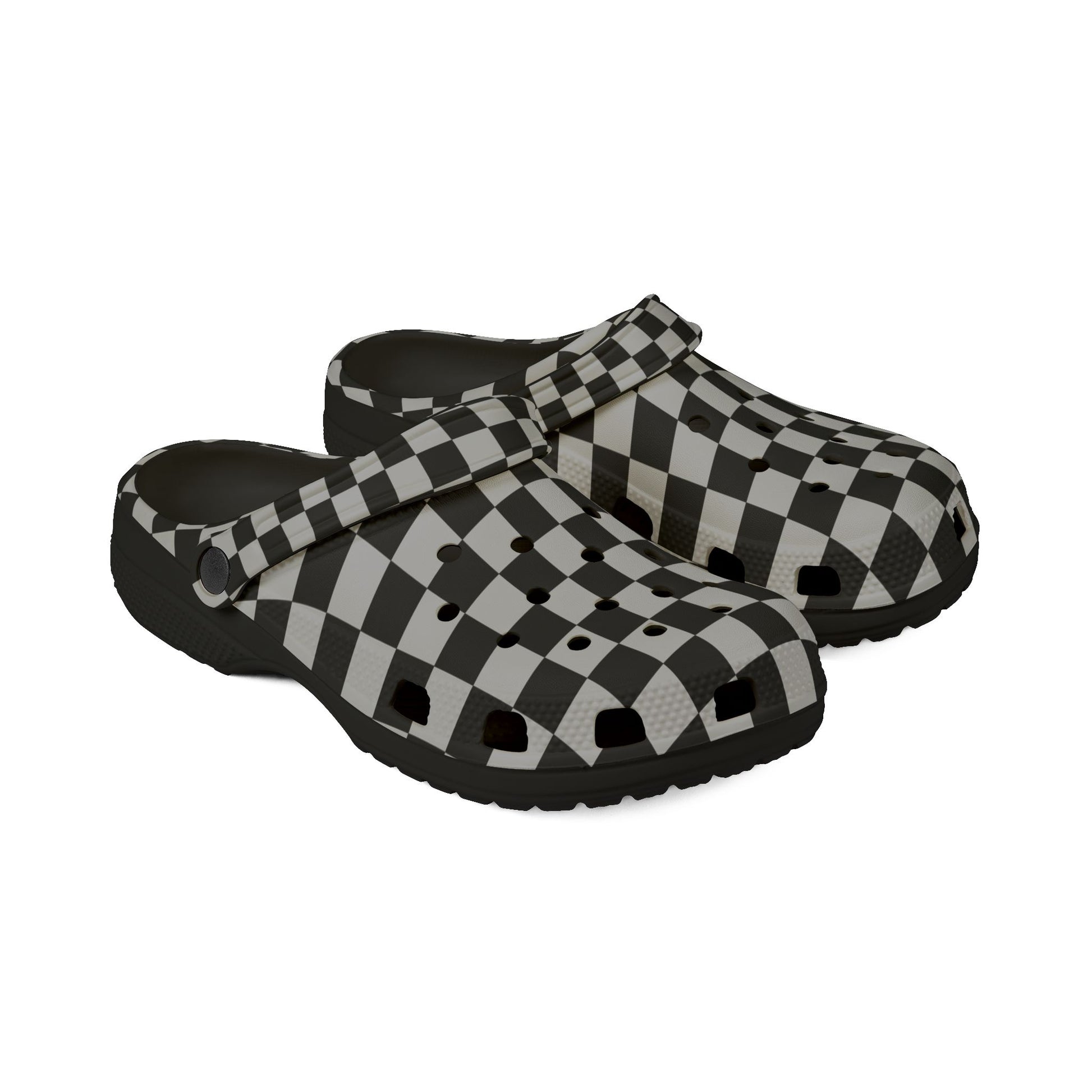 Checkerboard Dada Black and Light Gray EVA Foam Rubber Shoes (AOP), Artsulli - Art is Long, Life is Short, Shoes, , , , , , , 
