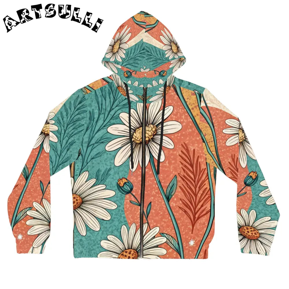 JAKKOUTTHEBXX Retro Daisy Dream Women’s Full-Zip Hoodie (AOP)
