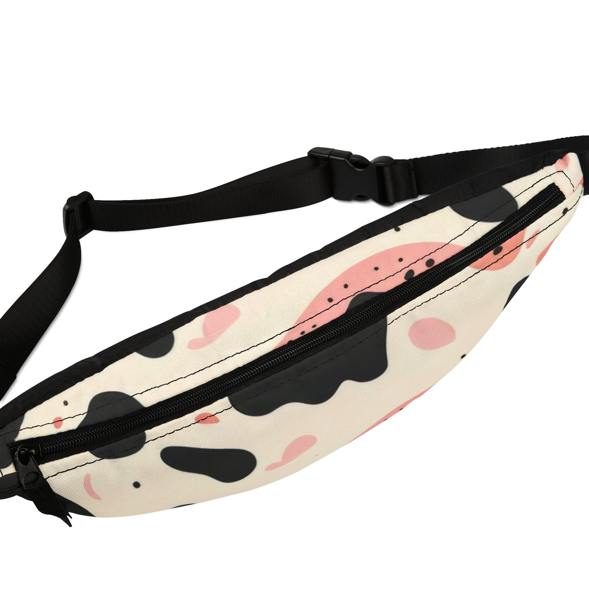 Organic Cow Print Cream and Pink Fanny Pack, Artsulli - Art is Long, Life is Short, Bags, , , , , , , 
