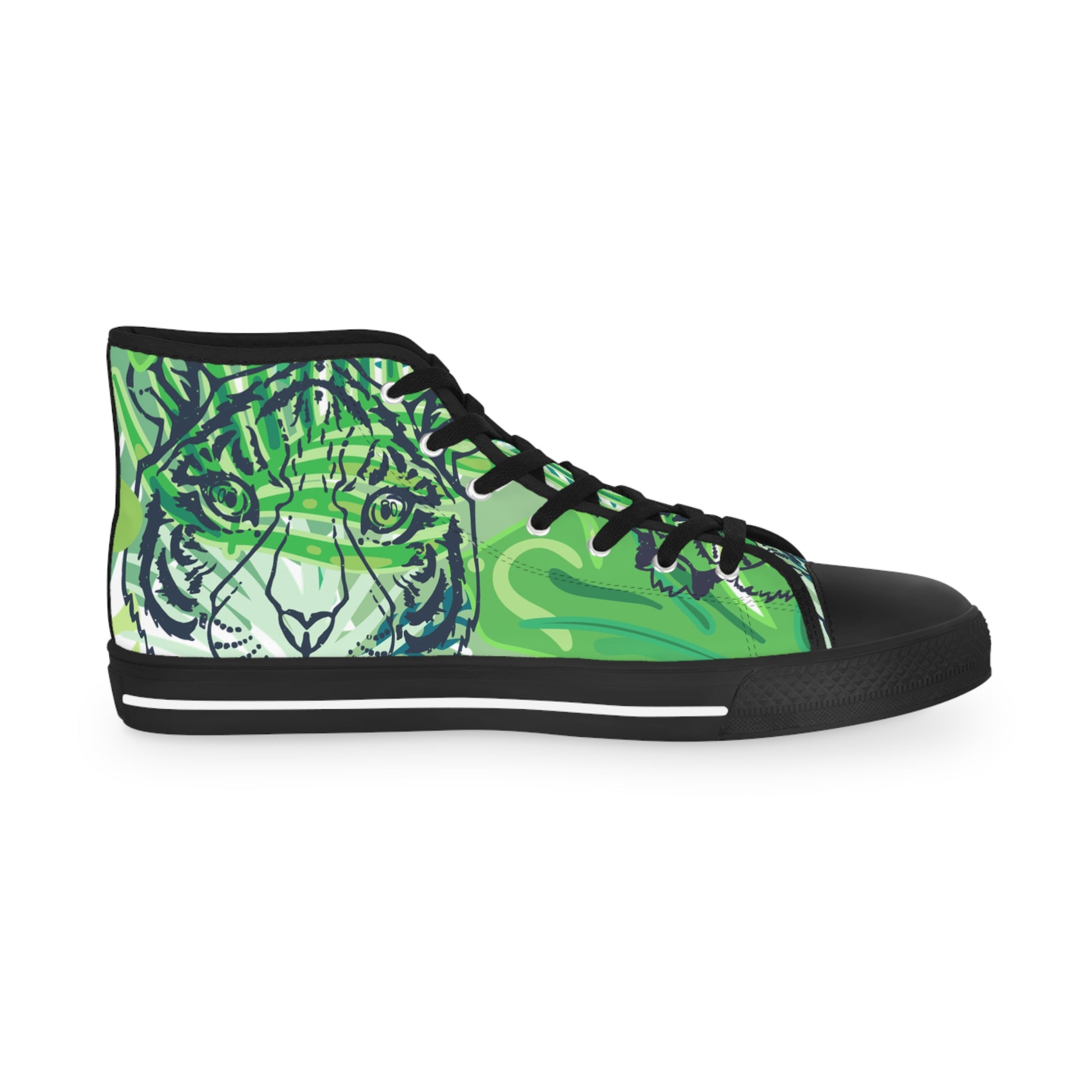 Tropical Jungle Tigers Lime Green Men's High Top Sneakers, Artsulli - Art is Long, Life is Short, Shoes, , , , , , , 