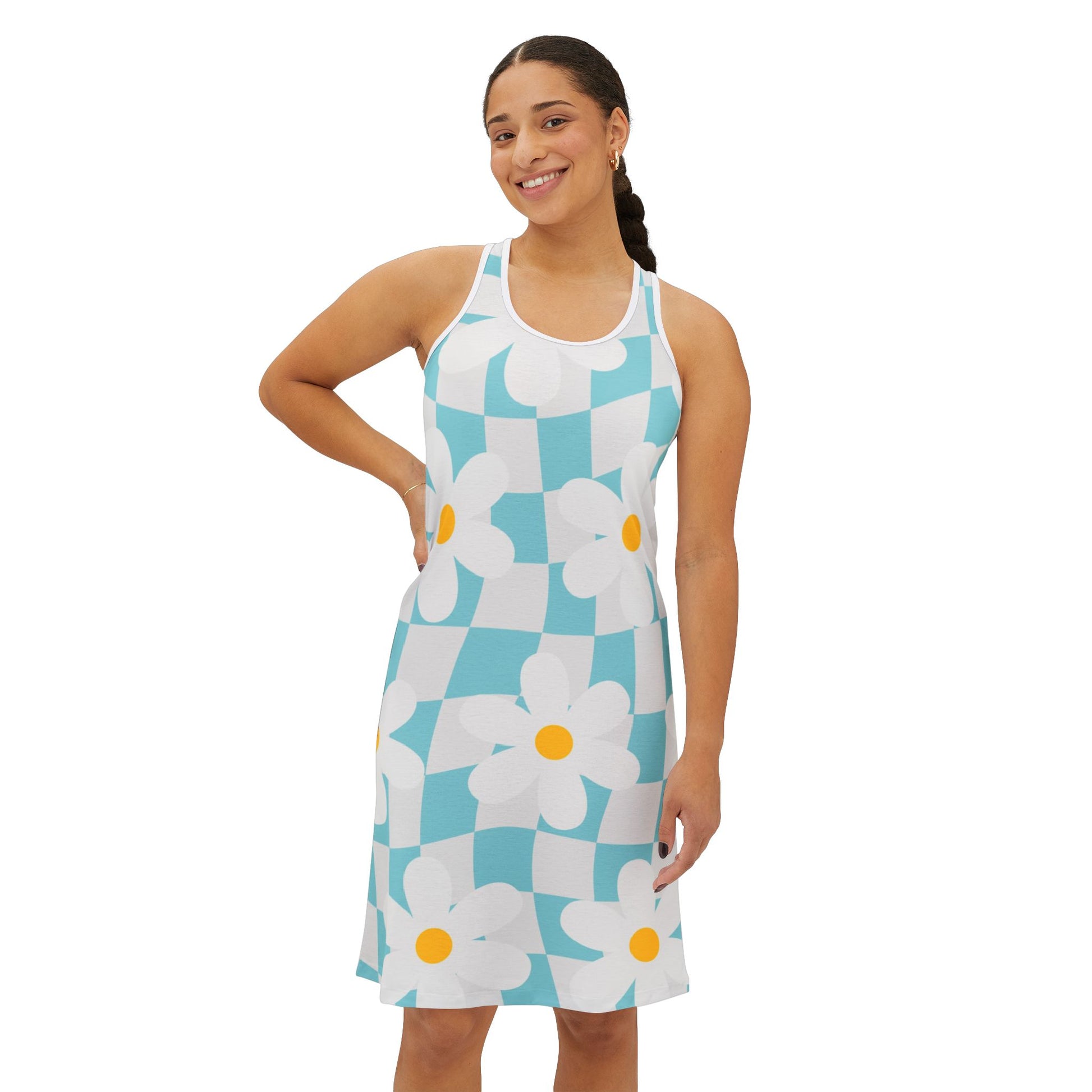 Trippy Check Garden Women's Racerback Dress (AOP), Artsulli - Art is Long, Life is Short, Tank Top, , , , , , , 