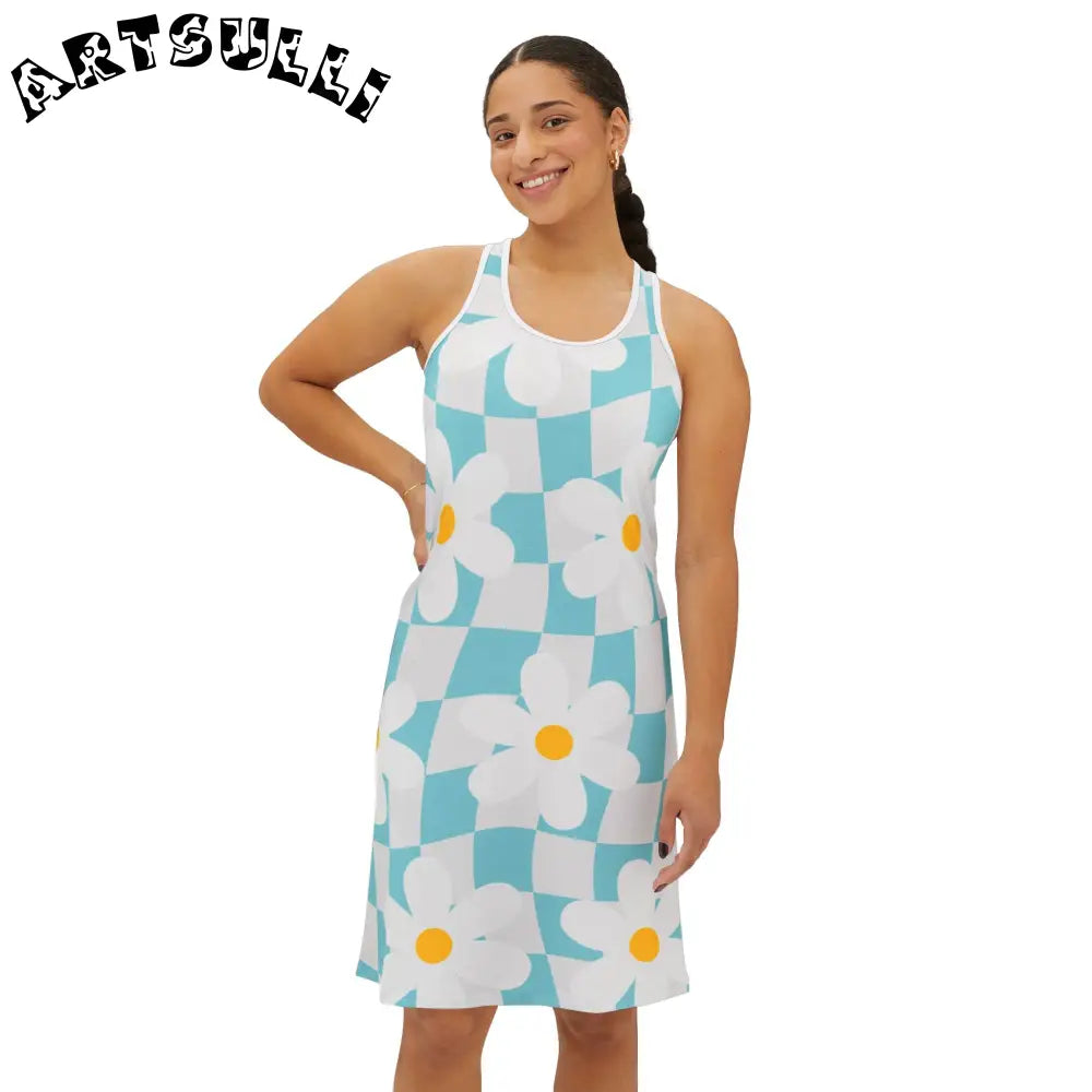 JAKKOUTTHEBXX Trippy Check Garden Women’s Racerback Dress (AOP)