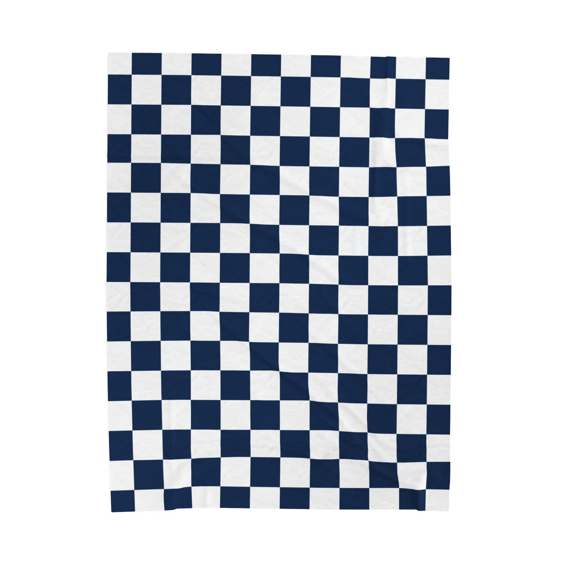 Checkerboard White and Navy Blue Velveteen Plush Blanket, Artsulli - Art is Long, Life is Short, All Over Prints, Size, 60" × 80", , , , , 75876808087856051506