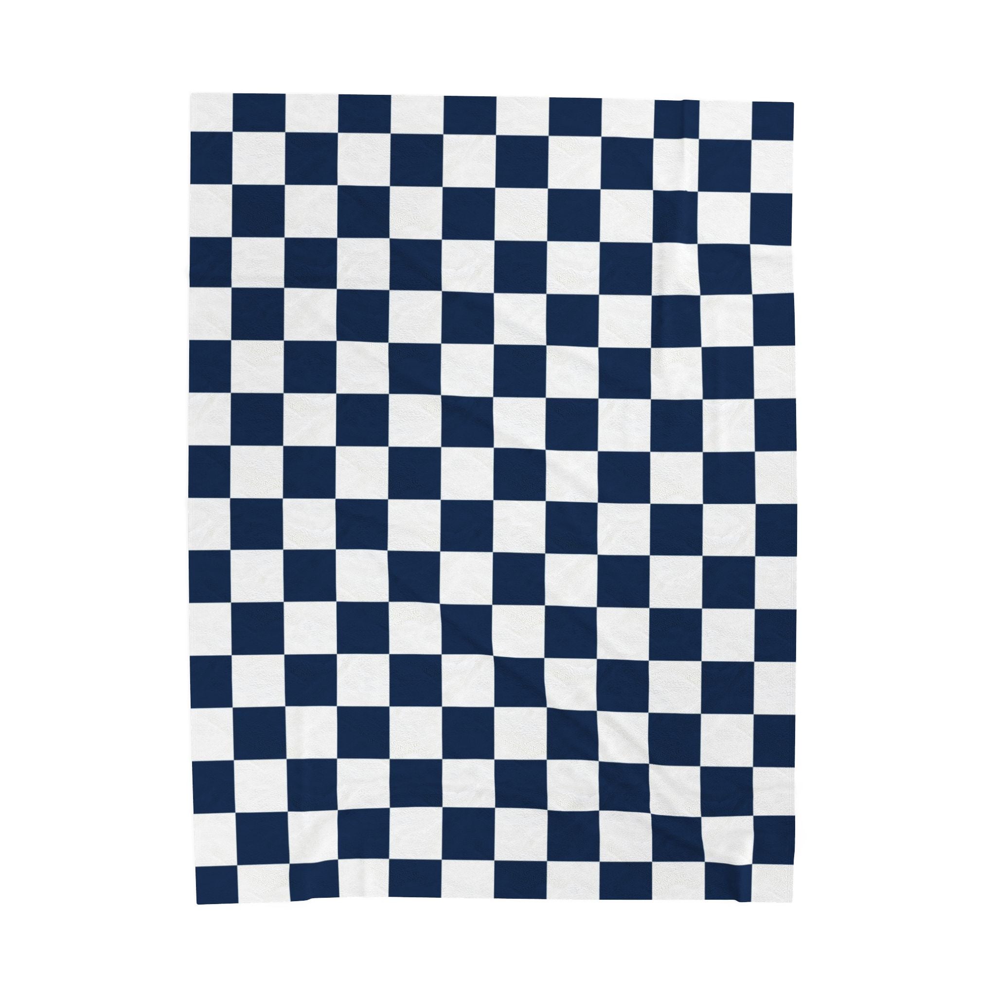 Checkerboard White and Navy Blue Velveteen Plush Blanket, Artsulli - Art is Long, Life is Short, All Over Prints, Size, 60" × 80", , , , , 75876808087856051506
