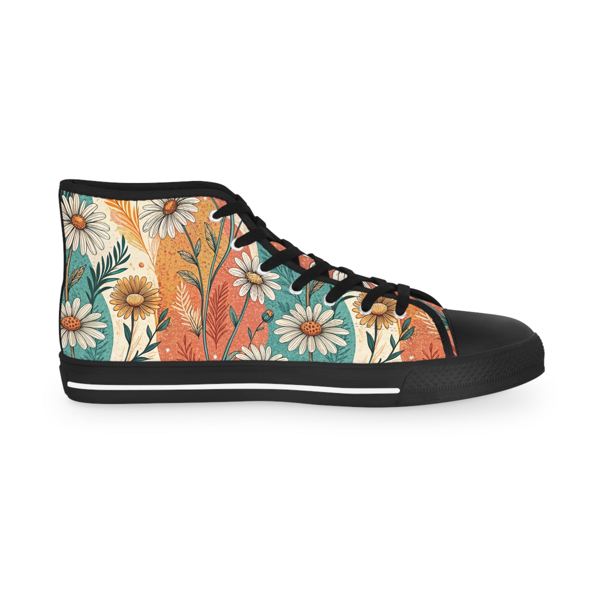 Retro Daisy Dream II Men's High Top Sneakers, Artsulli - Art is Long, Life is Short, Shoes, , , , , , , 