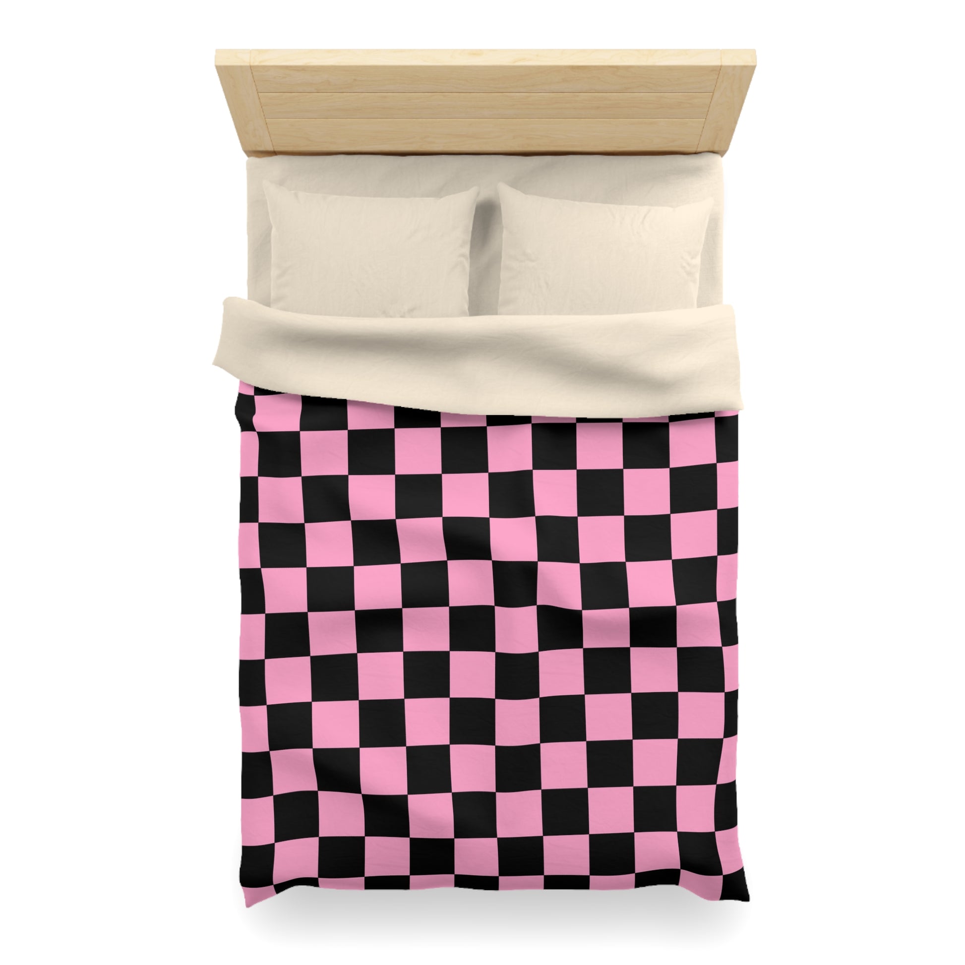 Checkerboard Black and Pink Microfiber Duvet Cover, Artsulli - Art is Long, Life is Short, Home Decor, , , , , , , 