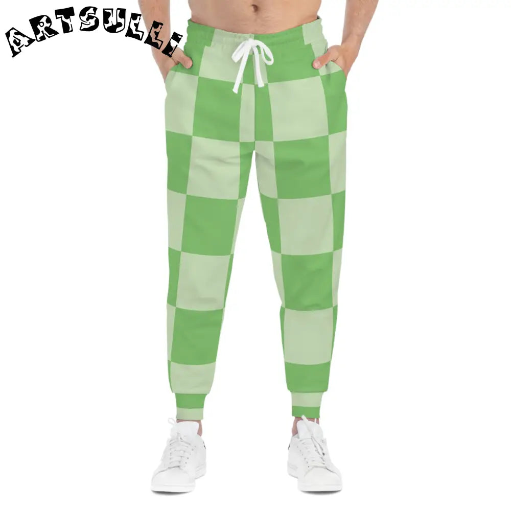 JAKKOUTTHEBXX Checkerboard Green Athletic Joggers (AOP)