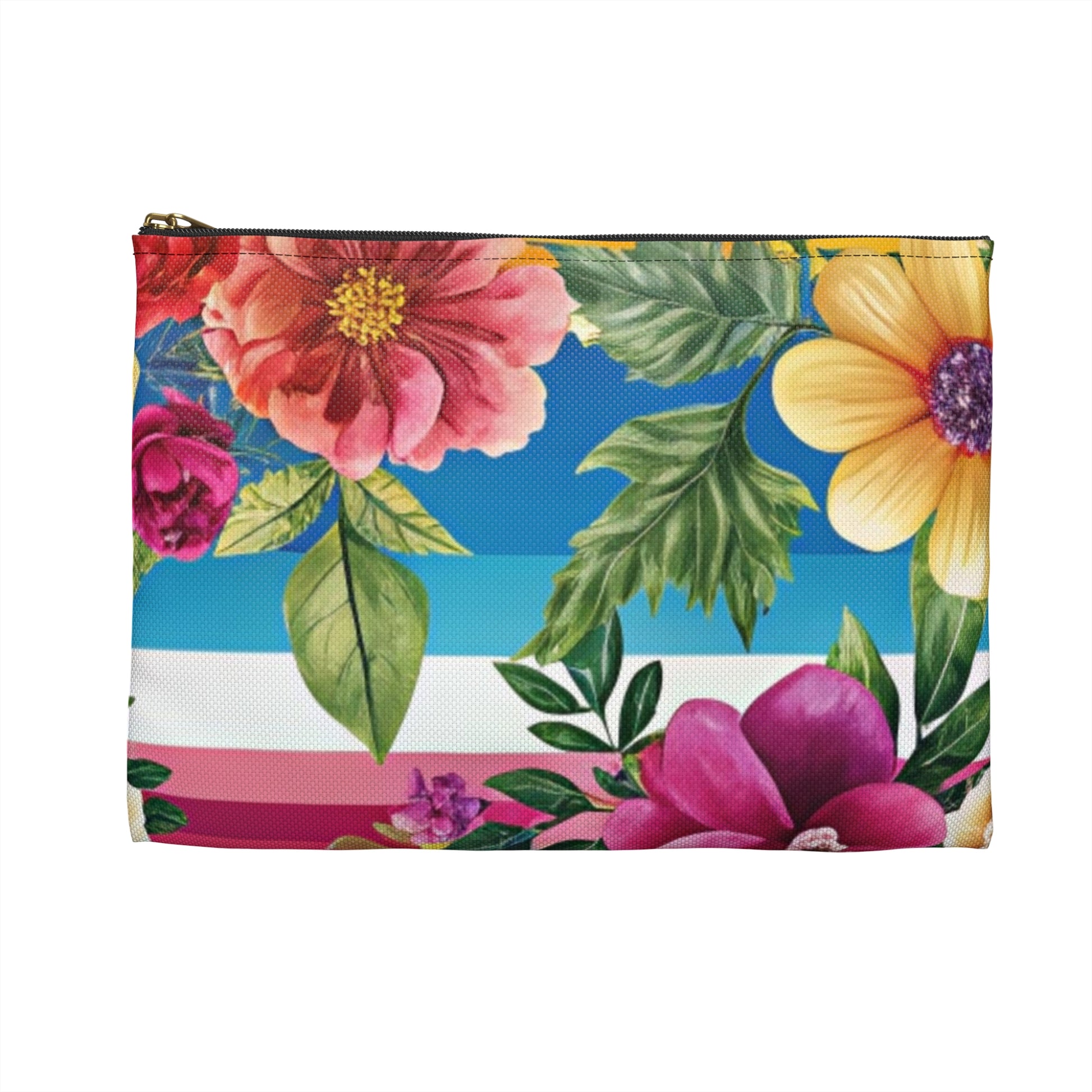 Floral Stripe 4K Accessory Pouch, Artsulli - Art is Long, Life is Short, Bags, , , , , , , 