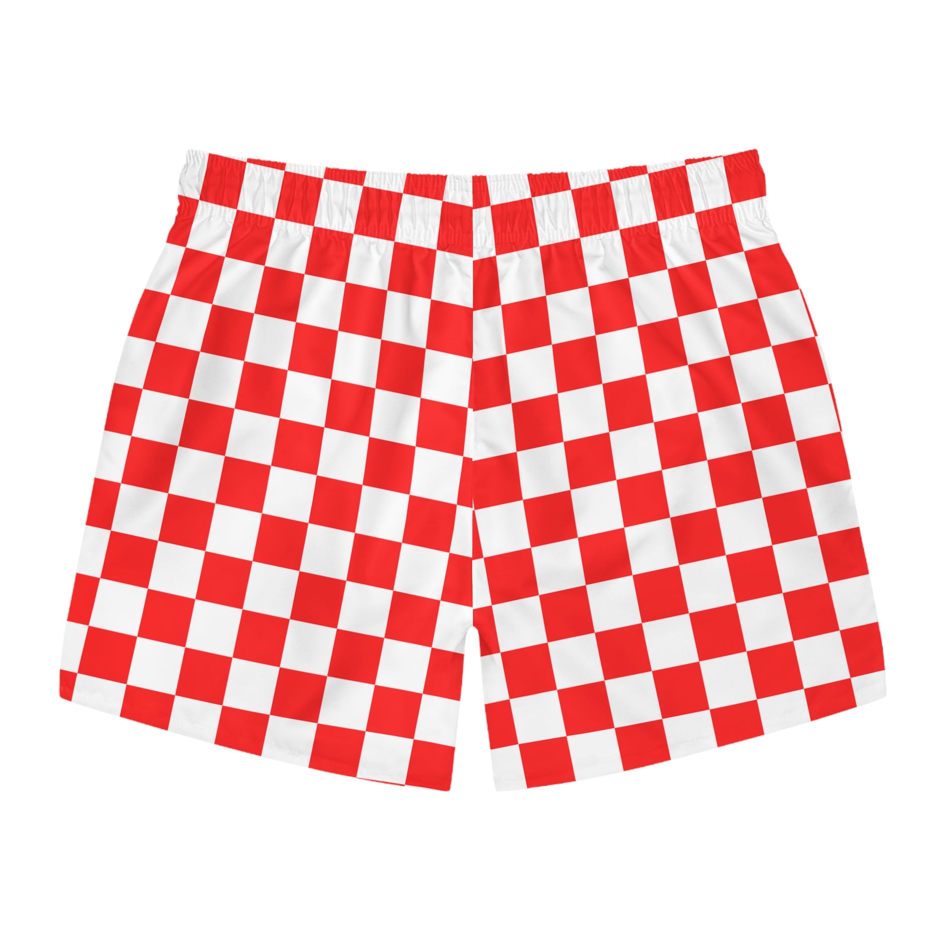 Checkerboard II Red and White Swim Trunks (AOP), Artsulli - Art is Long, Life is Short, All Over Prints, , , , , , , 