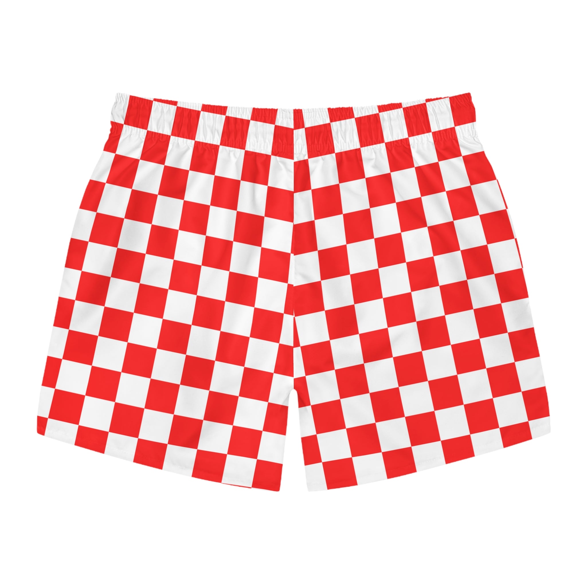 Checkerboard II Red and White Swim Trunks (AOP), Artsulli - Art is Long, Life is Short, All Over Prints, , , , , , , 