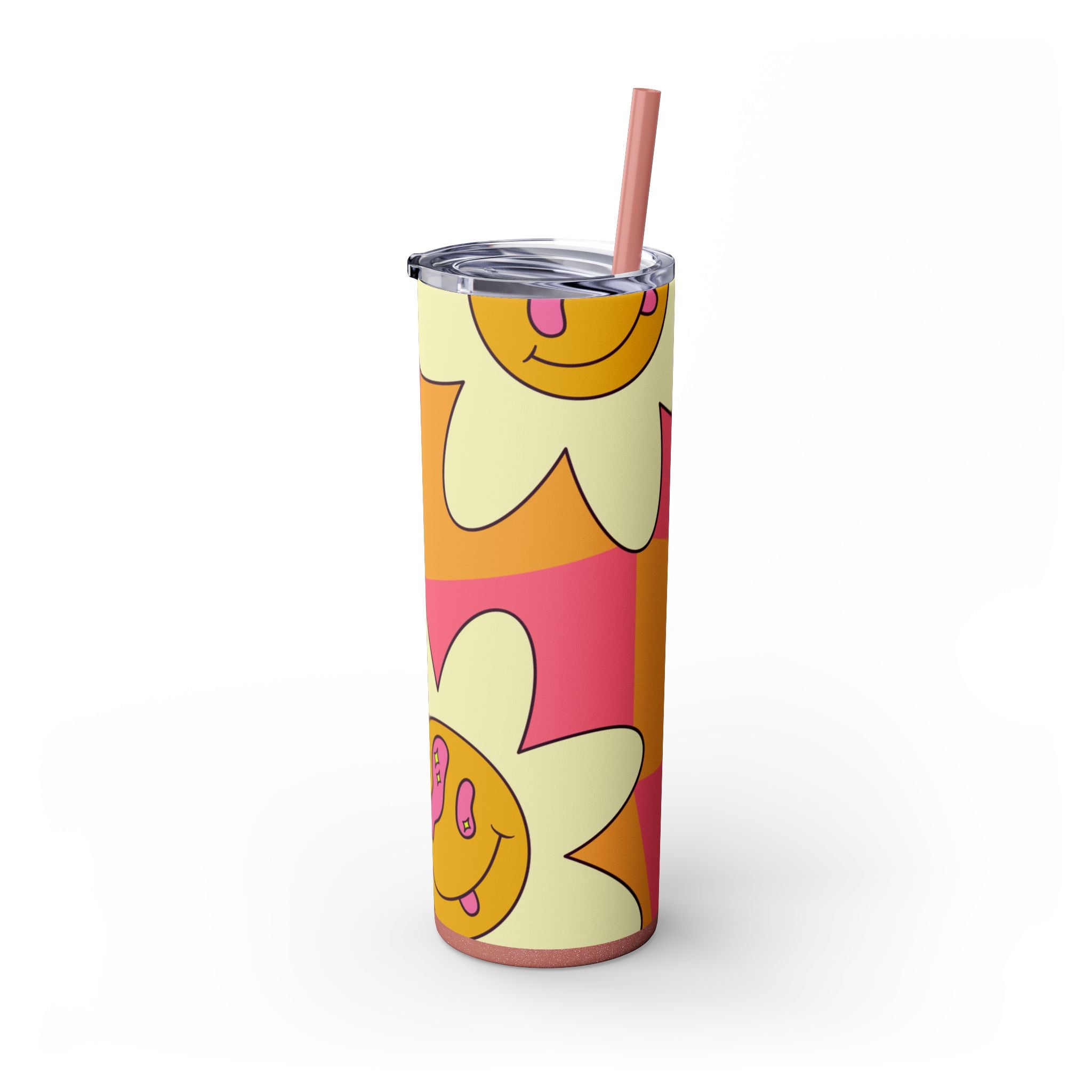 Trippy Sour Face Rave Skinny Tumbler with Straw, 20oz, Artsulli - Art is Long, Life is Short, Mug, , , , , , , 