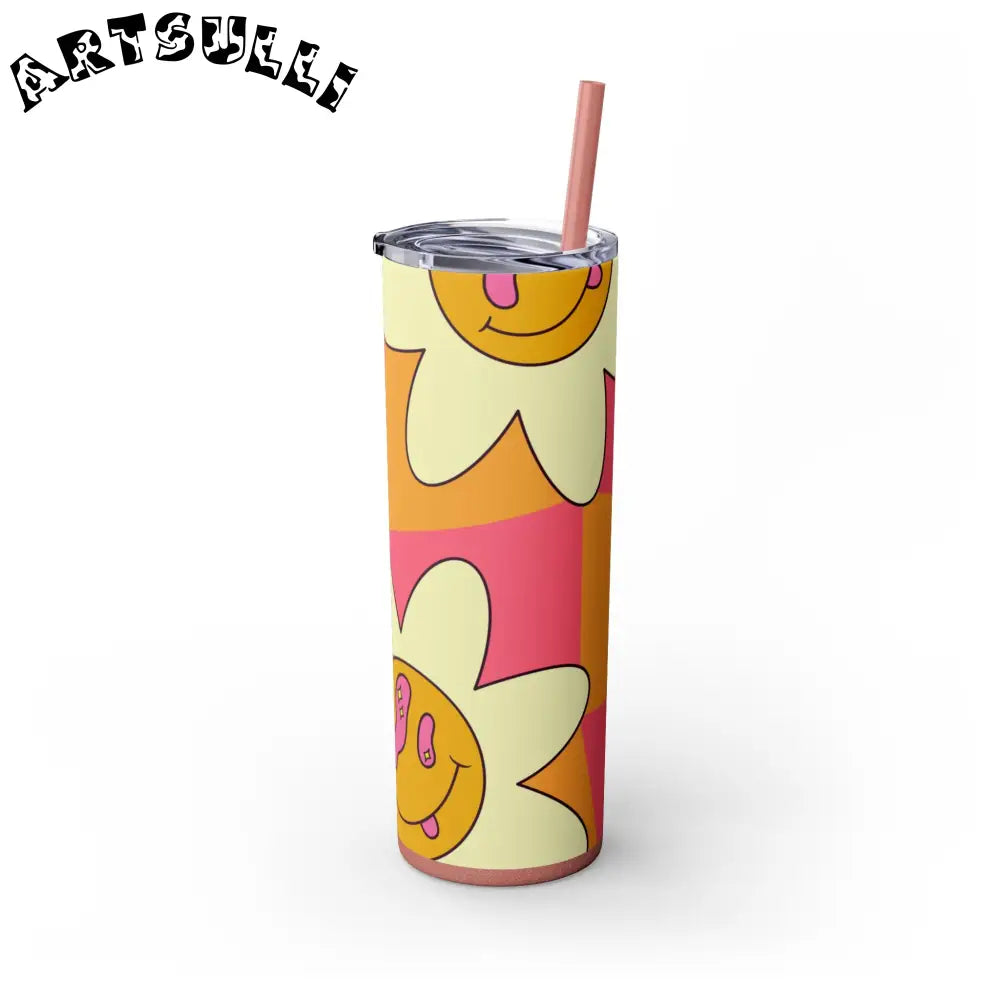 JAKKOUTTHEBXX Trippy Sour Face Rave Skinny Tumbler with Straw 20oz