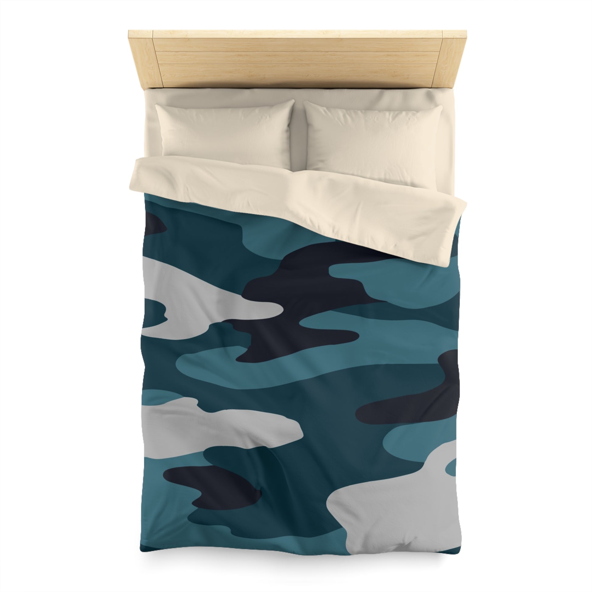 Blue Camouflage Microfiber Duvet Cover, Artsulli - Art is Long, Life is Short, Home Decor, , , , , , , 