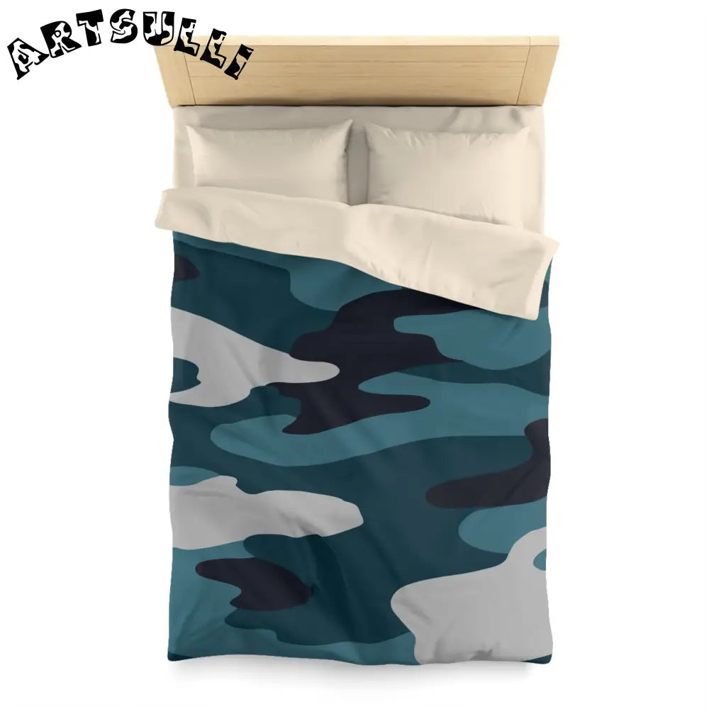 JAKKOUTTHEBXX Blue Camouflage Microfiber Duvet Cover JAKKOUTTHEBXX