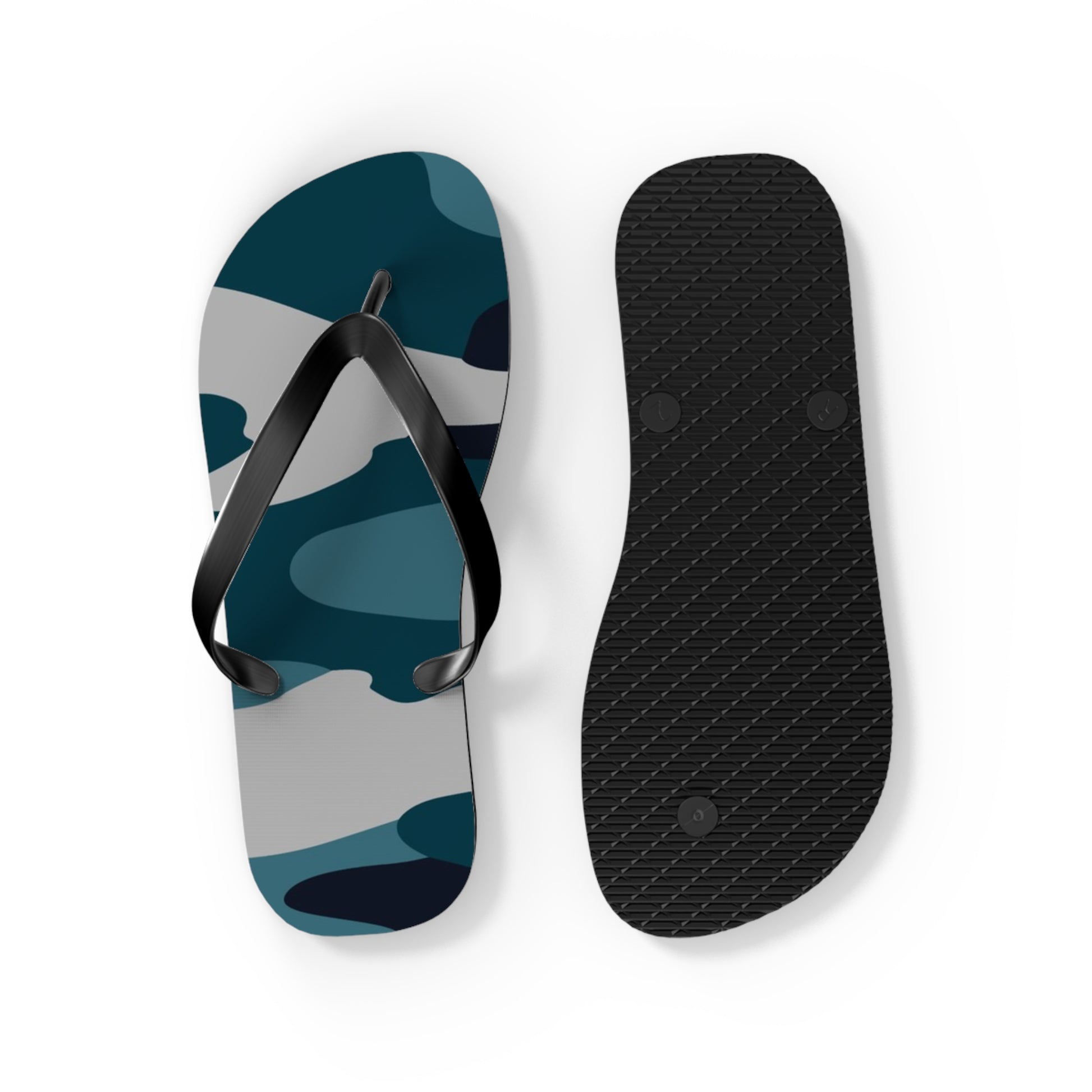 Blue Camouflage Flip Flops, Artsulli - Art is Long, Life is Short, Shoes, , , , , , , 