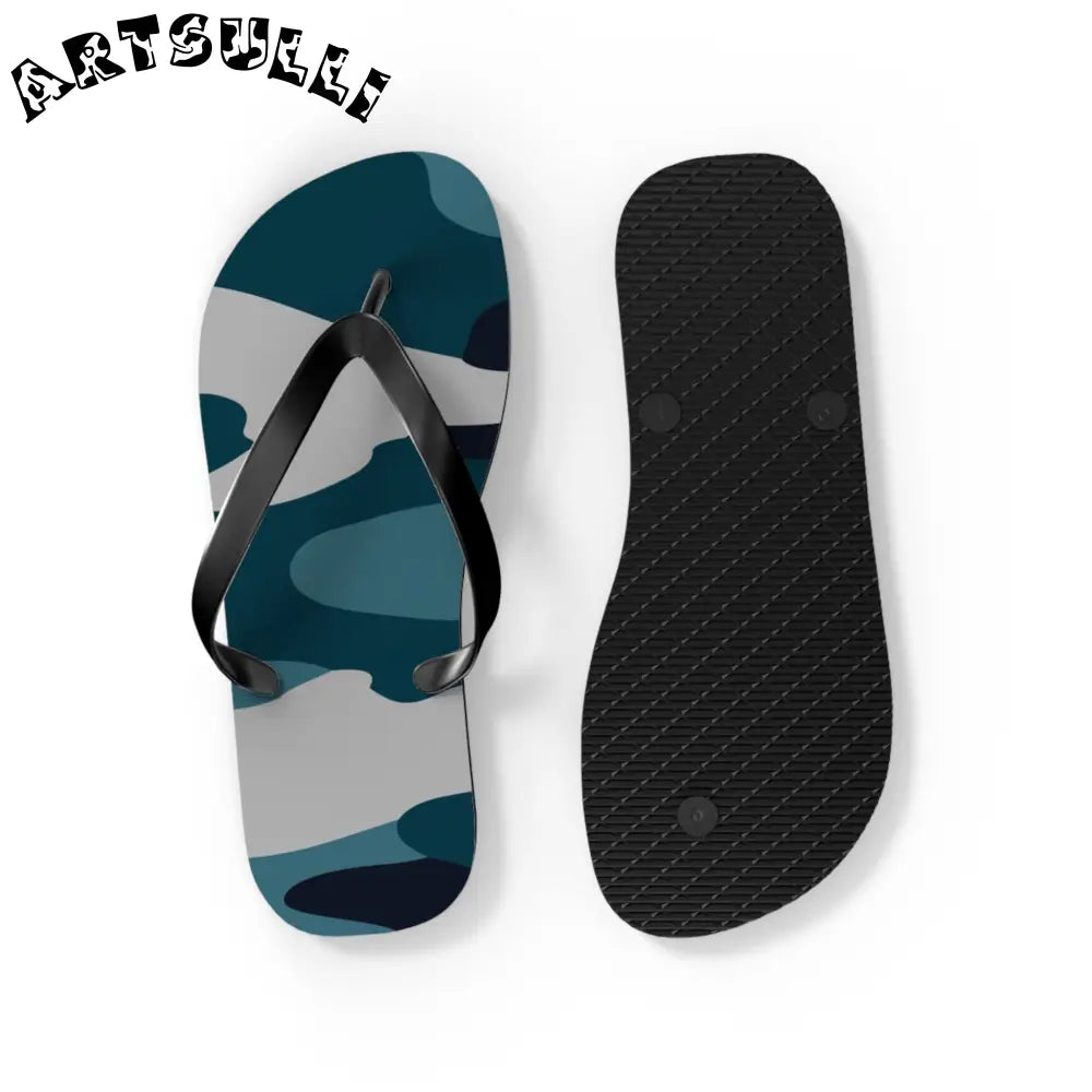 JAKKOUTTHEBXX Blue Camouflage Flip Flops JAKKOUTTHEBXX Artsulli