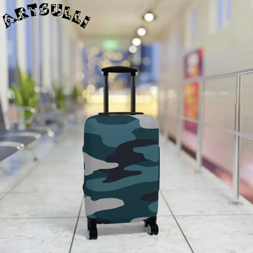 JAKKOUTTHEBXX Blue Camouflage Luggage Cover JAKKOUTTHEBXX Artsulli