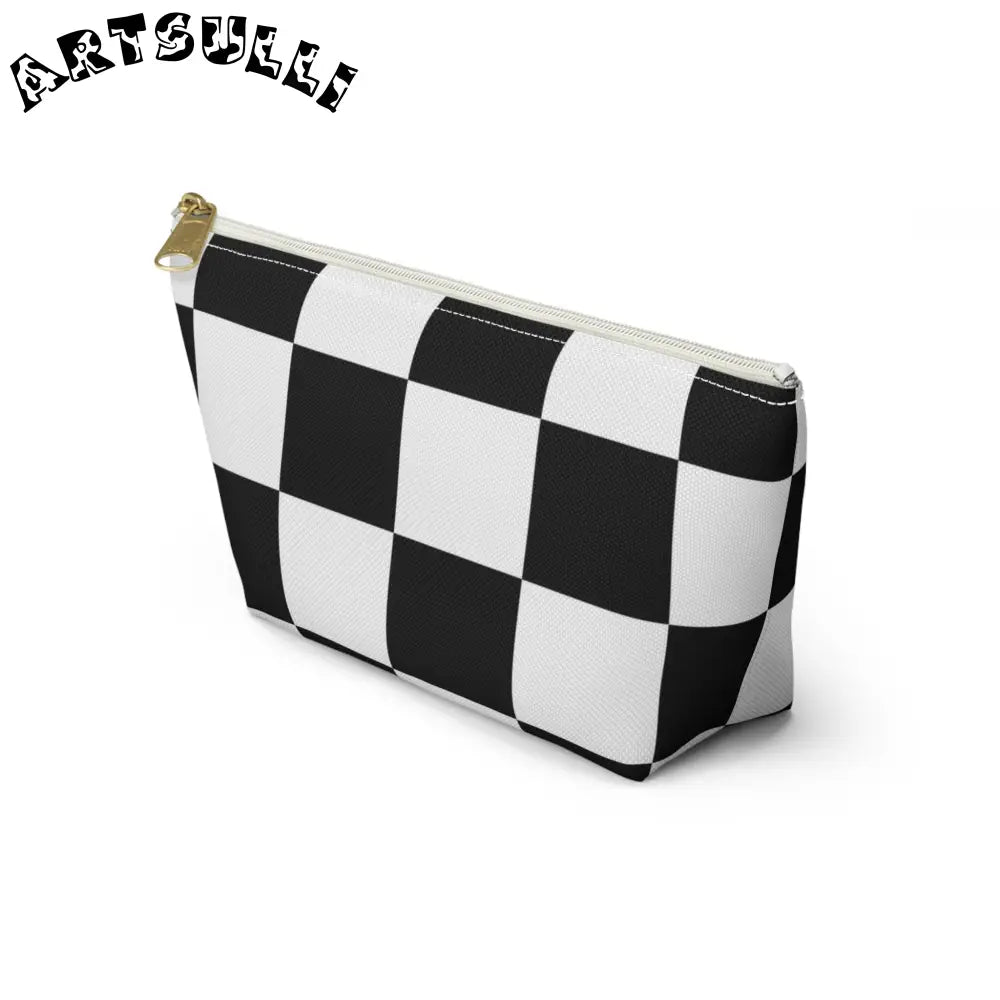 JAKKOUTTHEBXX Checkerboard Black and White Accessory Pouch w
