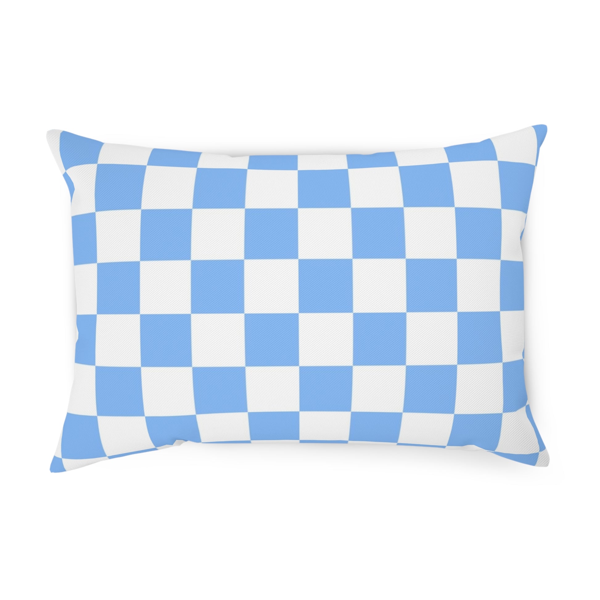 Checkerboard White and Light Blue Cushion, Artsulli - Art is Long, Life is Short, Home Decor, Size, 19.7" × 13.8", , , , , 10501785726779398089