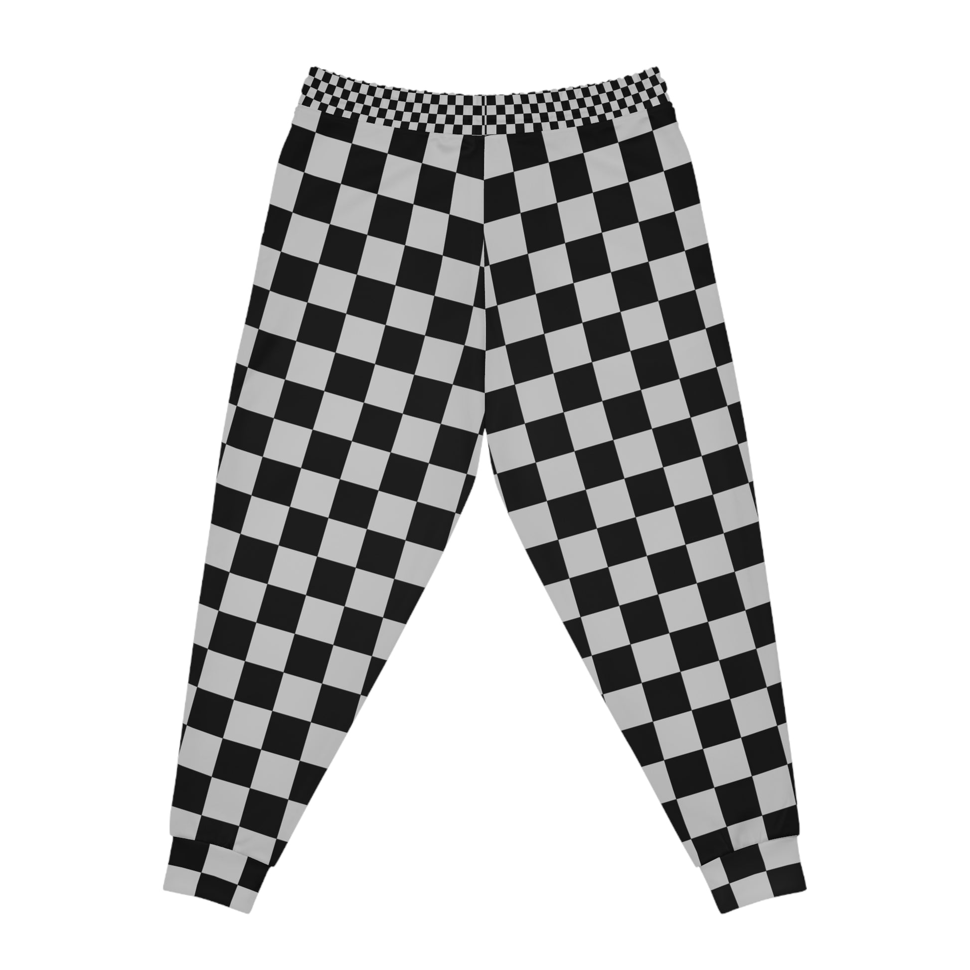 Checkerboard Dada Black and Light Gray Athletic Joggers (AOP), Artsulli - Art is Long, Life is Short, All Over Prints, , , , , , , 