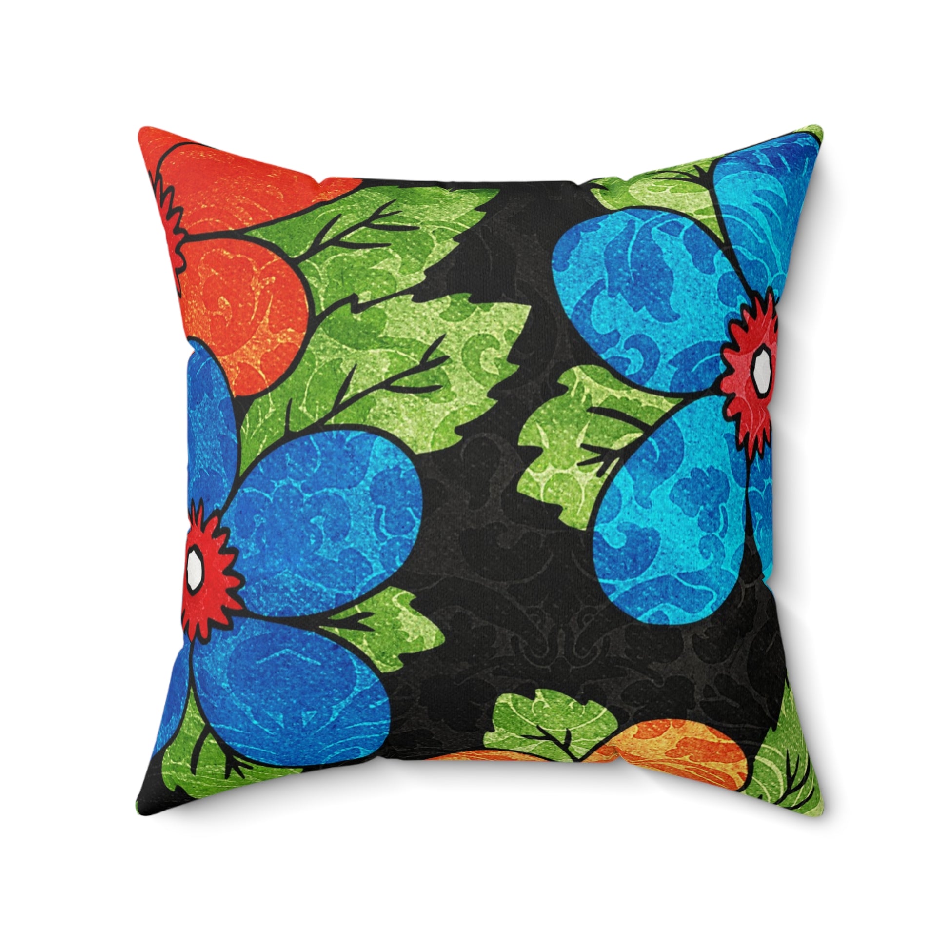 Groovy Black Floral Kl Spun Polyester Square Pillow, Artsulli - Art is Long, Life is Short, Home Decor, Size, 20" × 20", , , , , 23303042577008321179