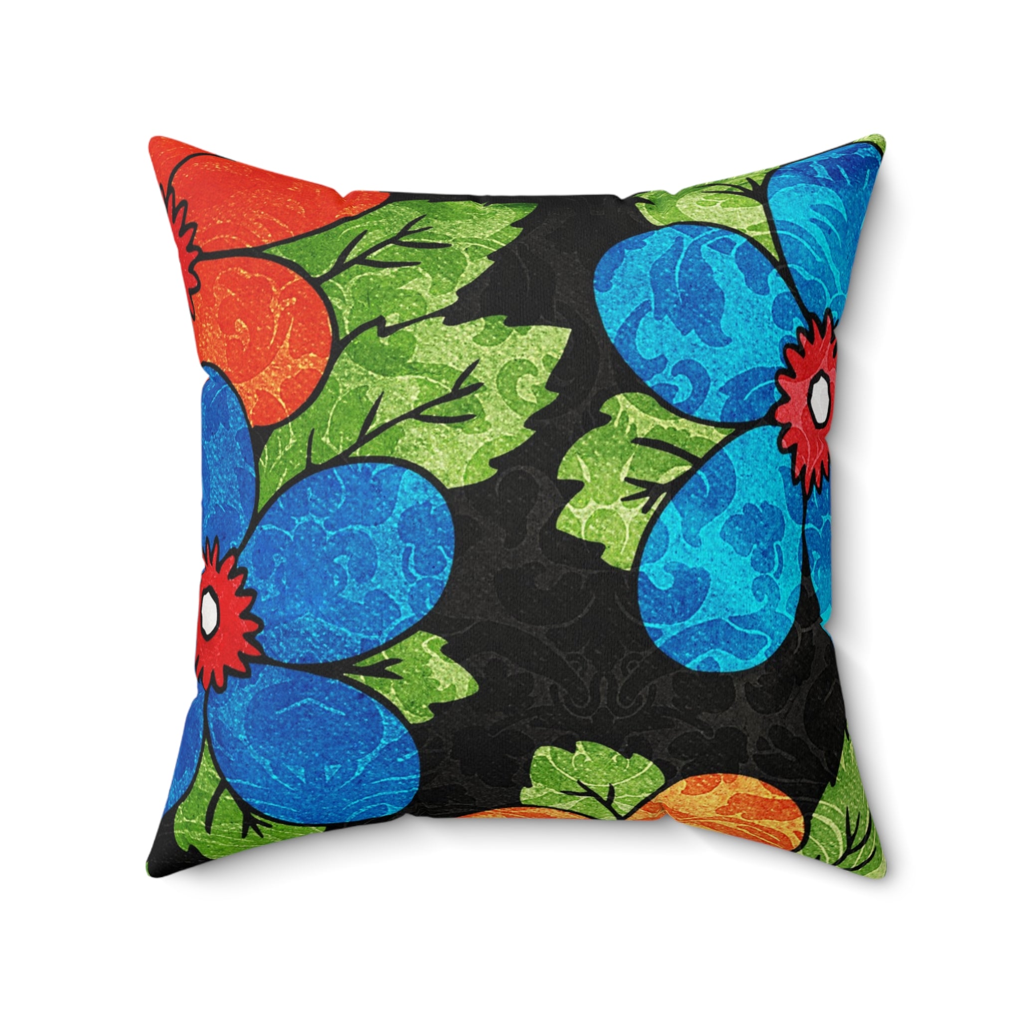 Groovy Black Floral Kl Spun Polyester Square Pillow, Artsulli - Art is Long, Life is Short, Home Decor, Size, 20" × 20", , , , , 23303042577008321179