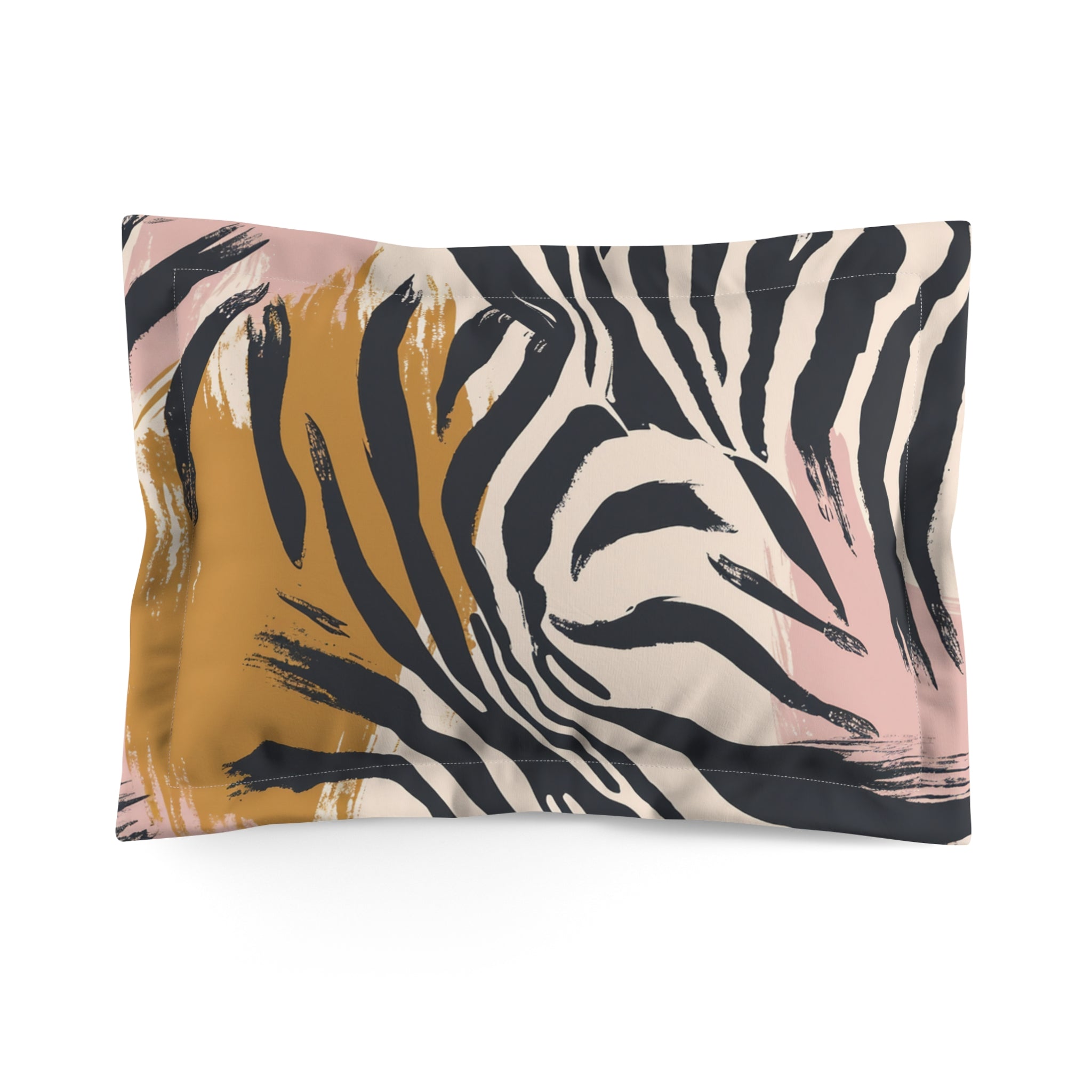 Zebra Brush Strokes Microfiber Pillow Sham, Artsulli - Art is Long, Life is Short, Home Decor, Size, Standard, , , , , 17589560188307