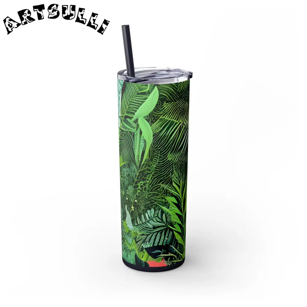 JAKKOUTTHEBXX White Tropical Leaf and Flower Tumbler JAKKOUTTHEBXX