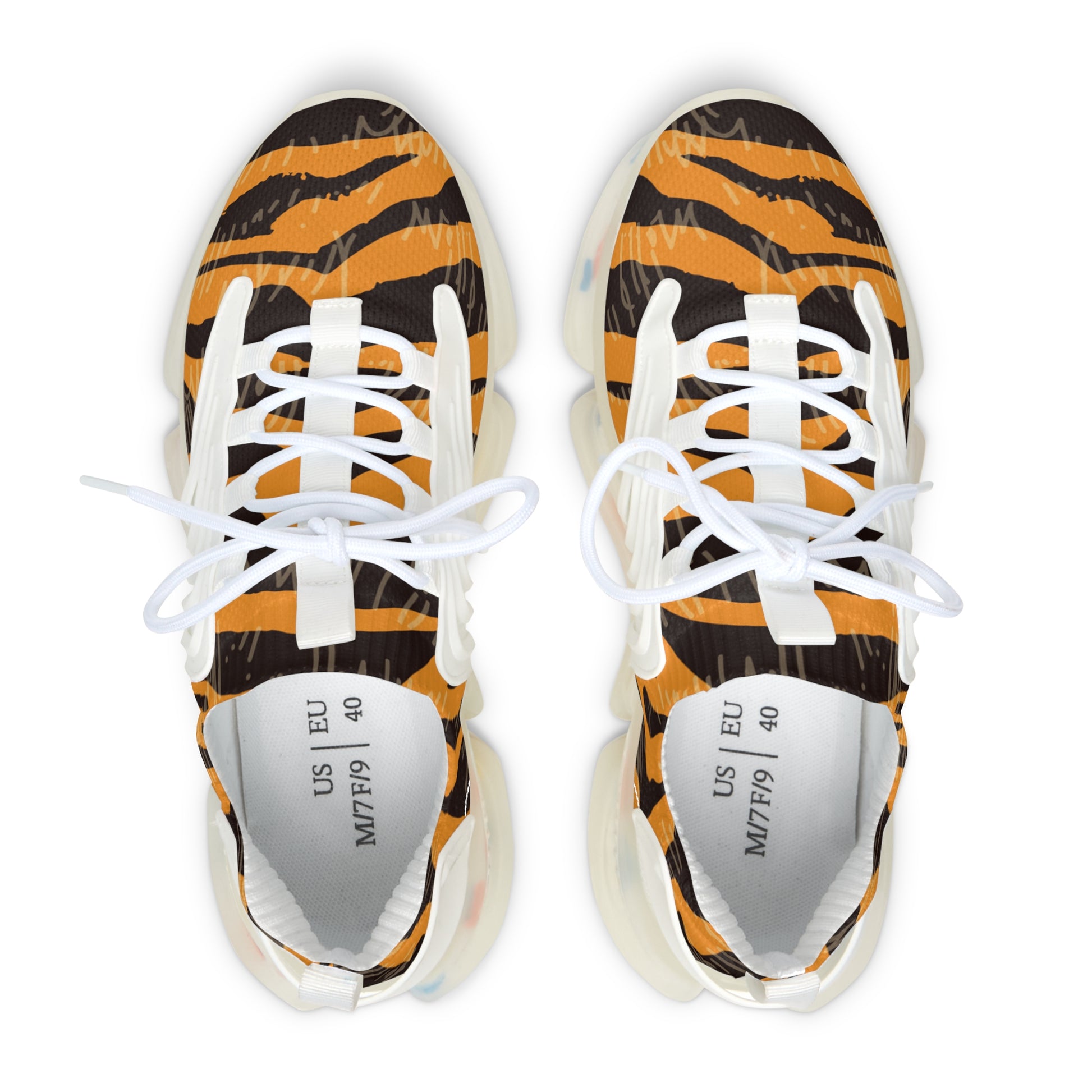 Tiger Scratches Orange and Black Women's Mesh Sneakers, Artsulli - Art is Long, Life is Short, Shoes, , , , , , , 