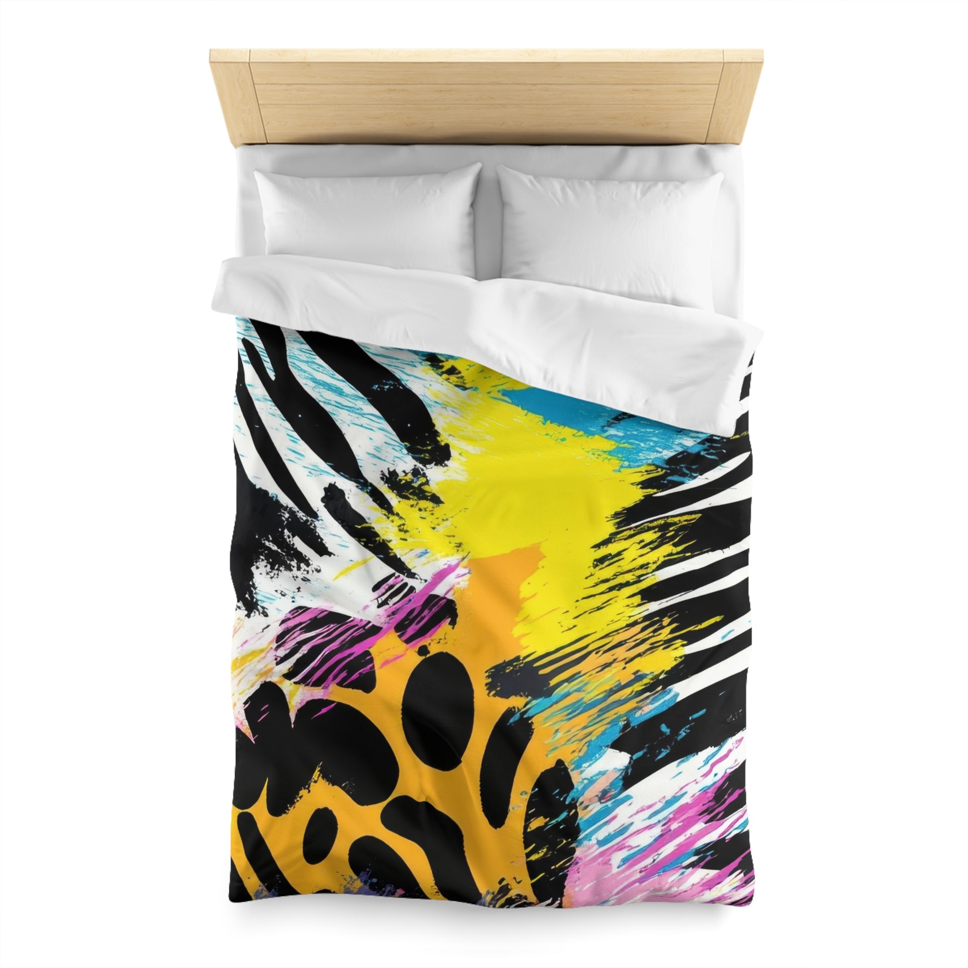 Zebra Stripes x Leapord Print x Paint Splatter Multi-Color Microfiber Duvet Cover, Artsulli - Art is Long, Life is Short, Home Decor, , , , , , , 