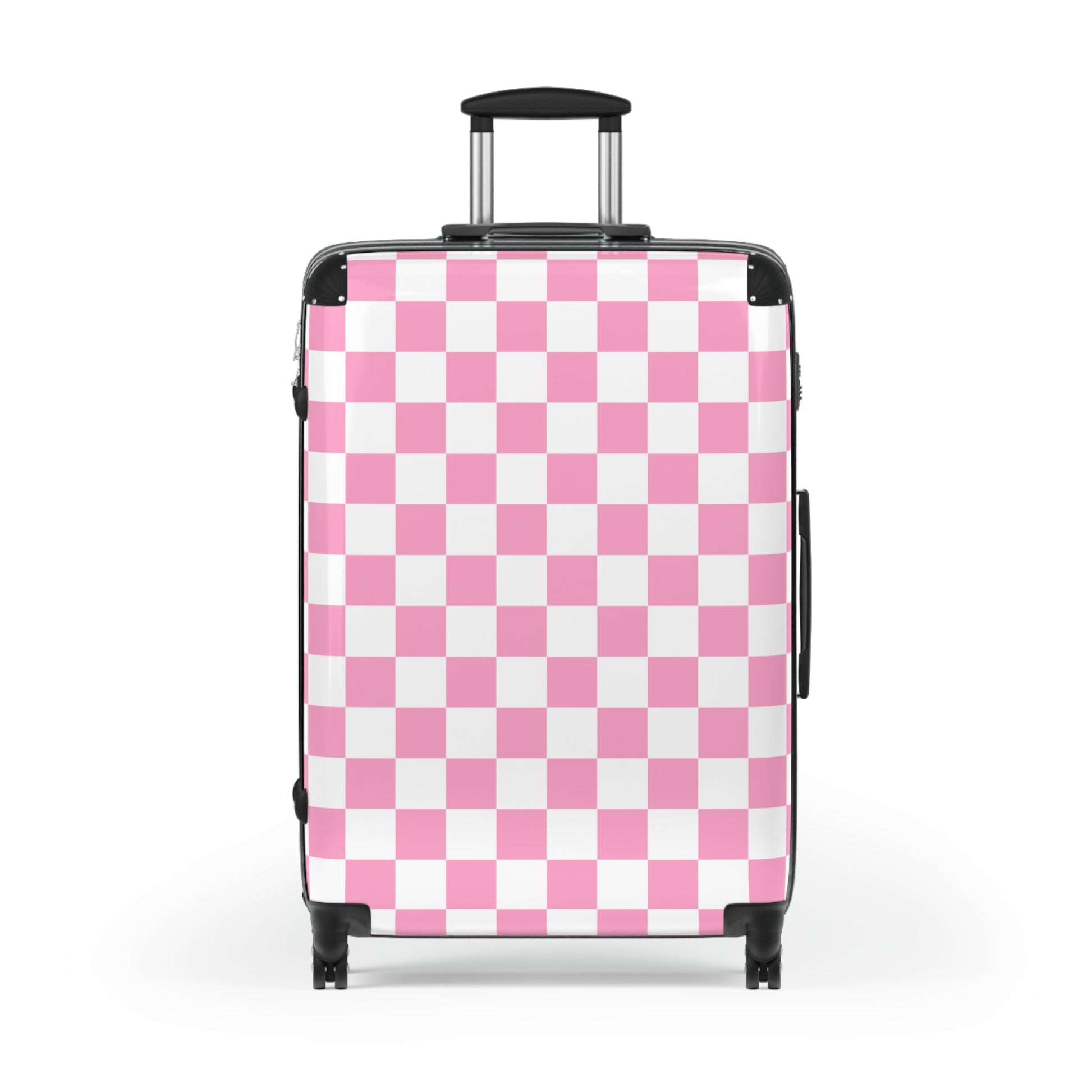 Checkerboard Hot Pink and White Suitcase, Artsulli - Art is Long, Life is Short, Bags, , , , , , , 