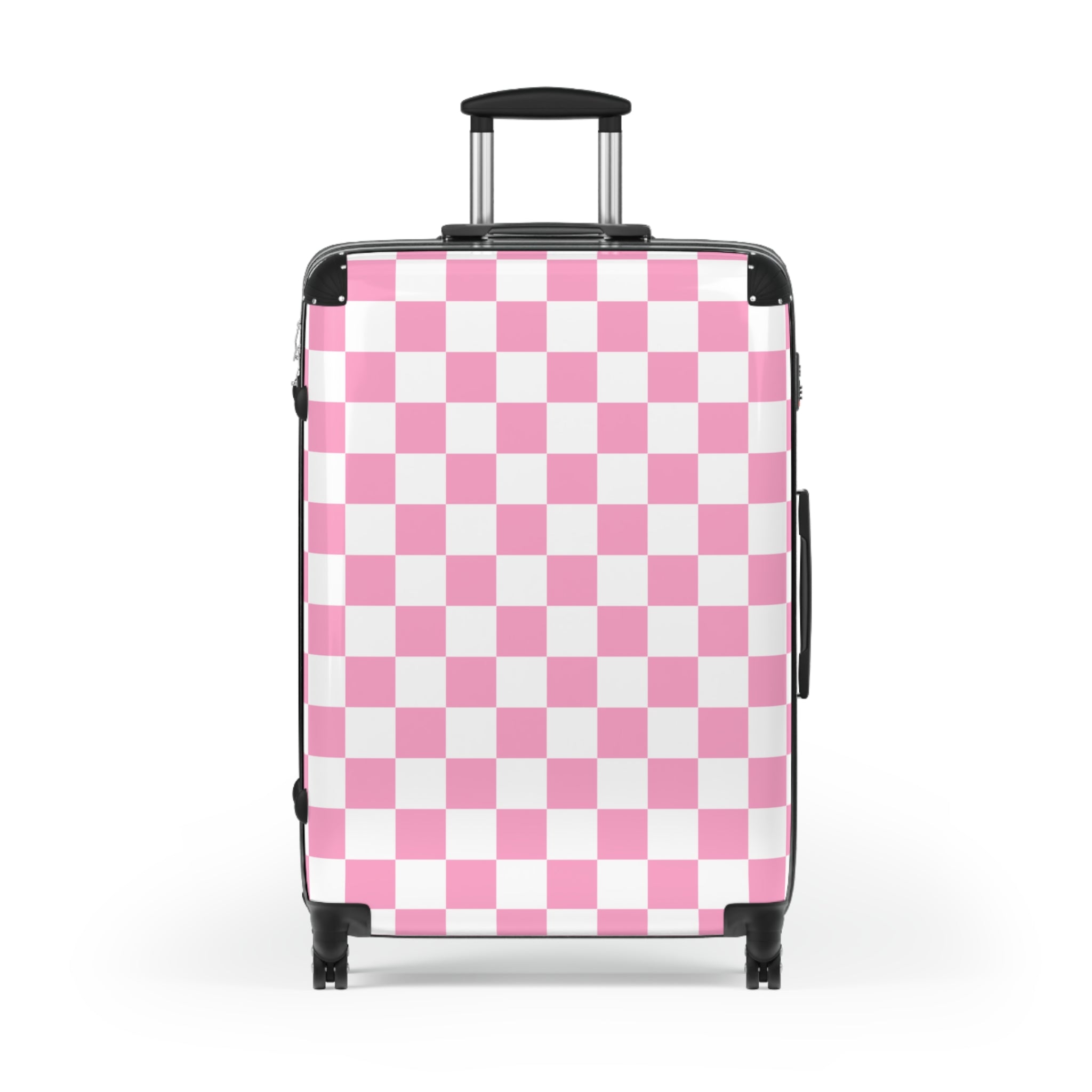 Checkerboard Hot Pink and White Suitcase, Artsulli - Art is Long, Life is Short, Bags, , , , , , , 