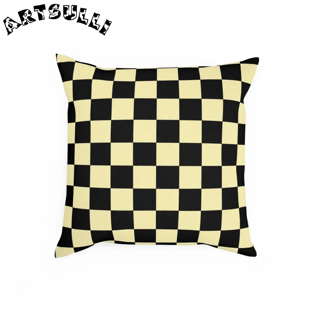 JAKKOUTTHEBXX Checkerboard Black and Yellow Cushion JAKKOUTTHEBXX