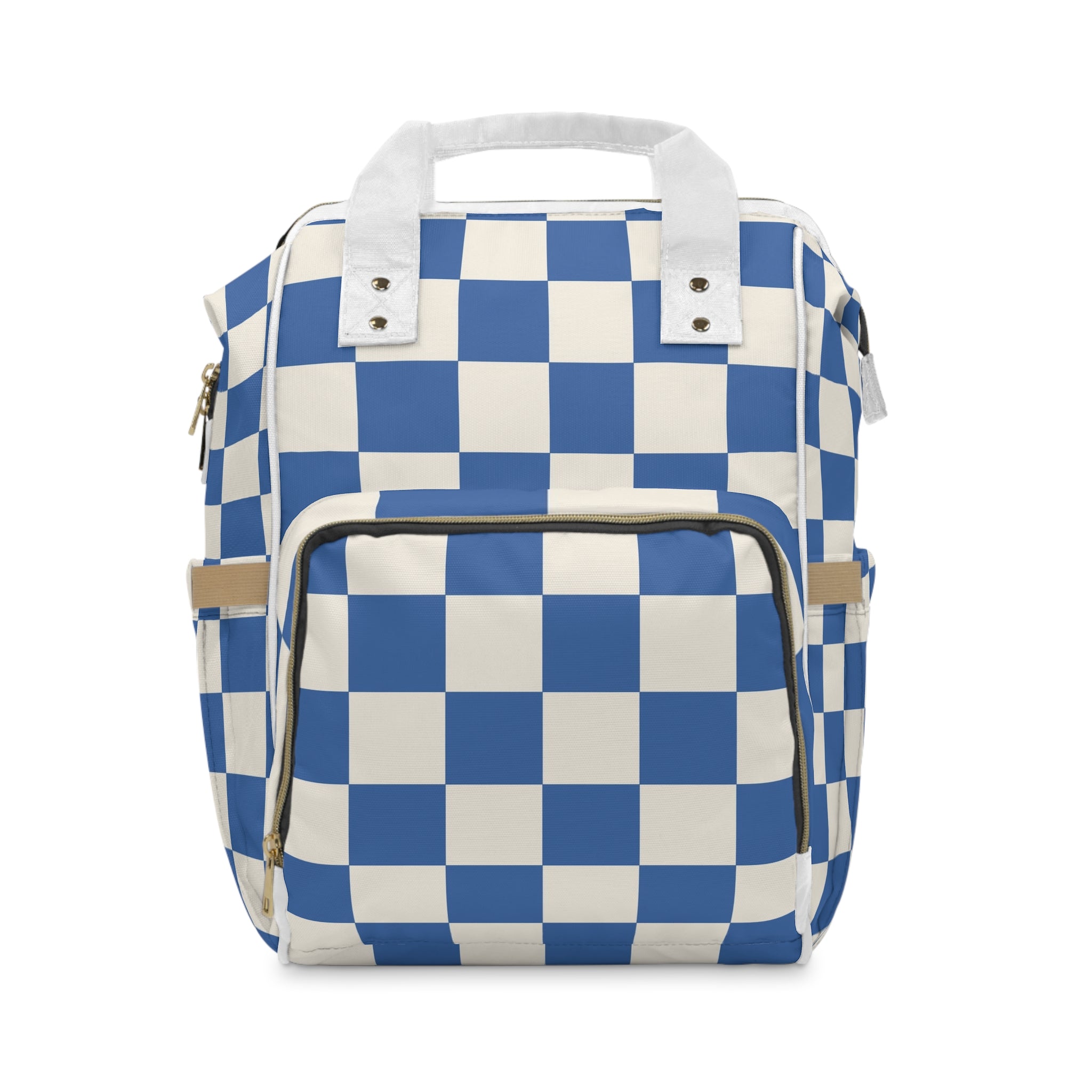 Checkerboard Blue Multifunctional Diaper Backpack, Artsulli - Art is Long, Life is Short, Bags, Size, 15.0" × 10.8" × 6.7'', , , , , 23466466031600267095