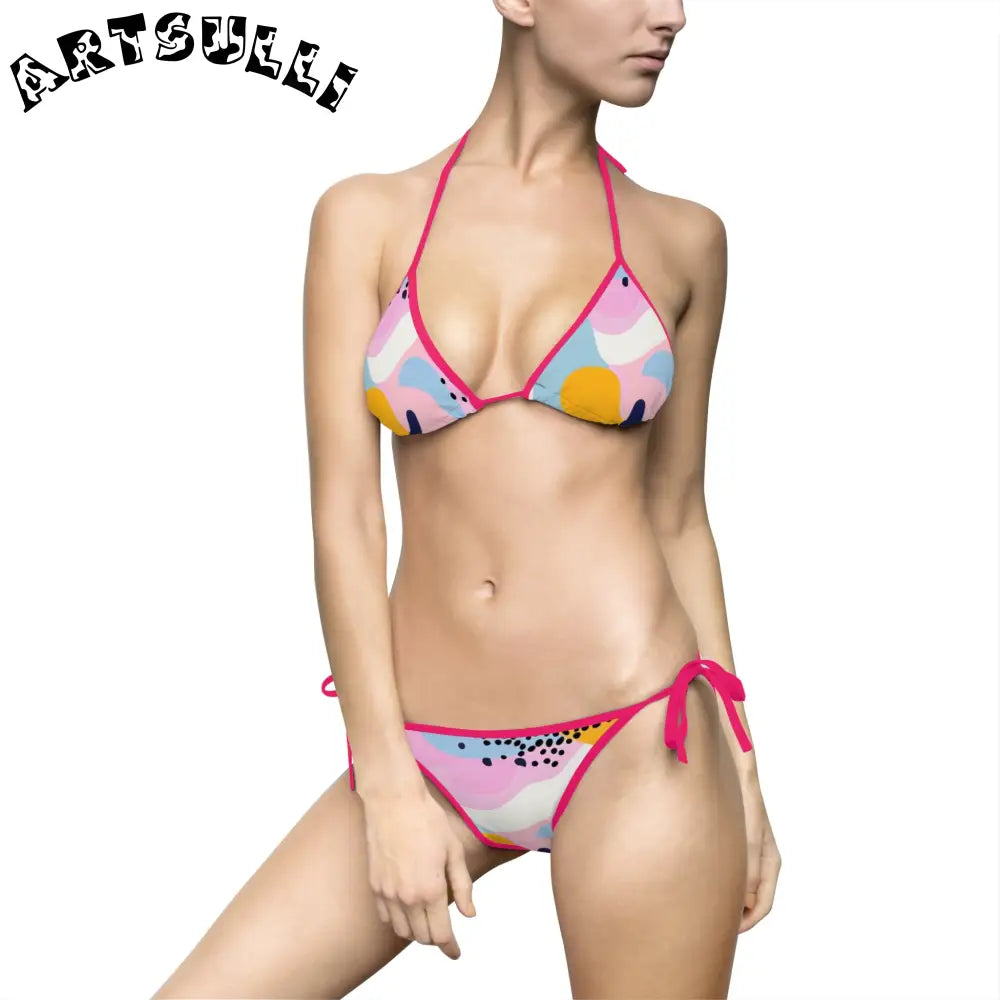 JAKKOUTTHEBXX Colorful Abstract Dots and Shapes Women’s Bikini