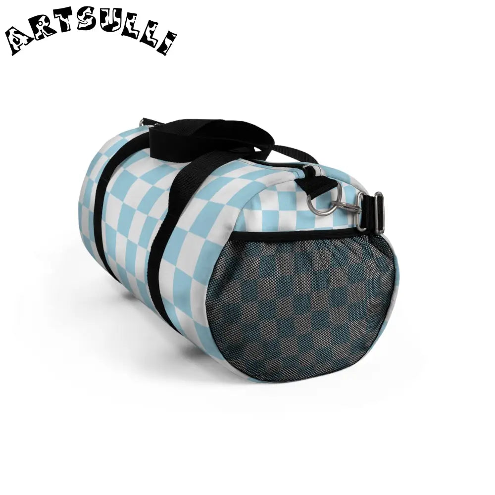 JAKKOUTTHEBXX Checkerboard Sky Blue Duffel Bag JAKKOUTTHEBXX