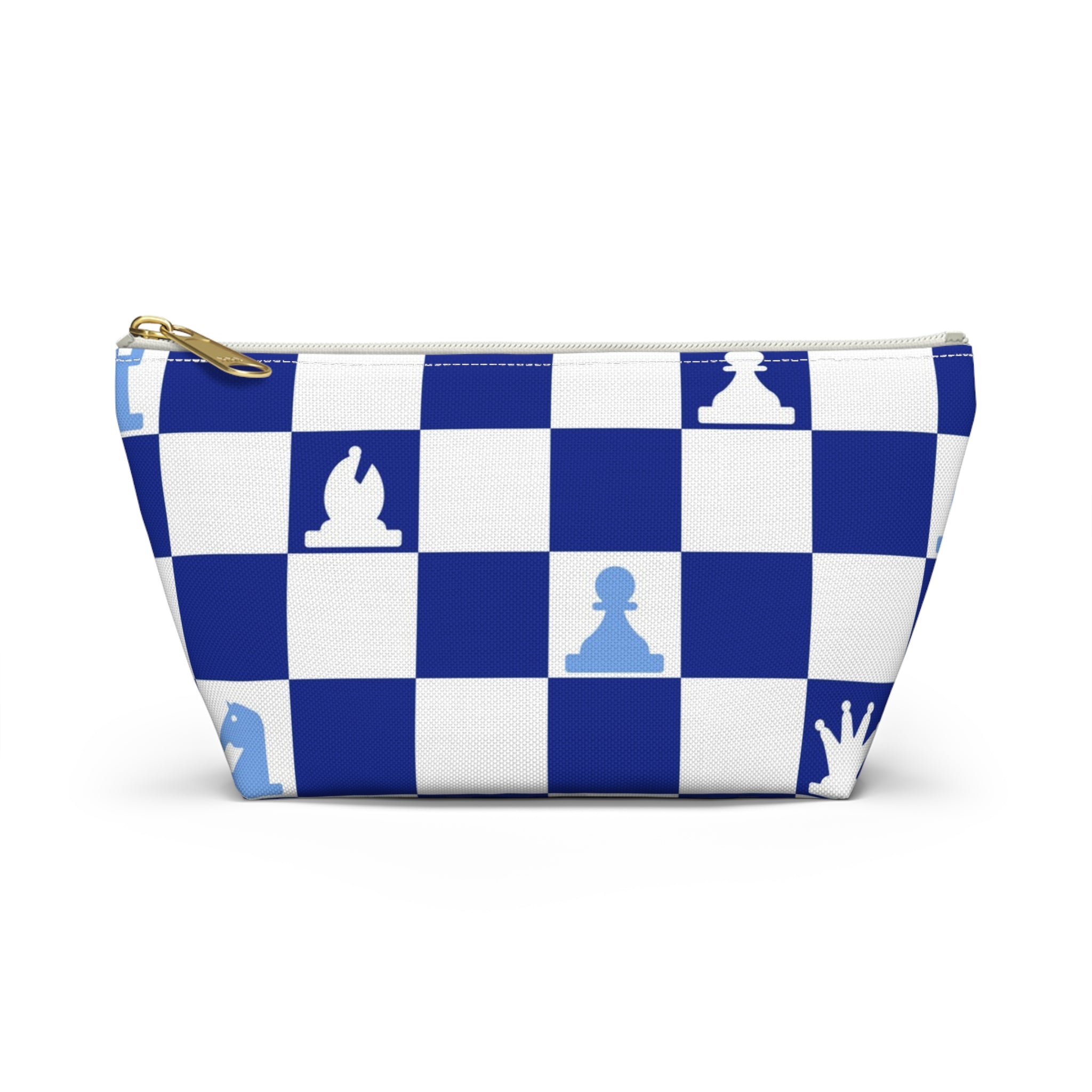 Chessboard Navy Blue Accessory Pouch w T-bottom, Artsulli - Art is Long, Life is Short, Bags, Size, Small, Color, White zipper, , , 26744244116055302376