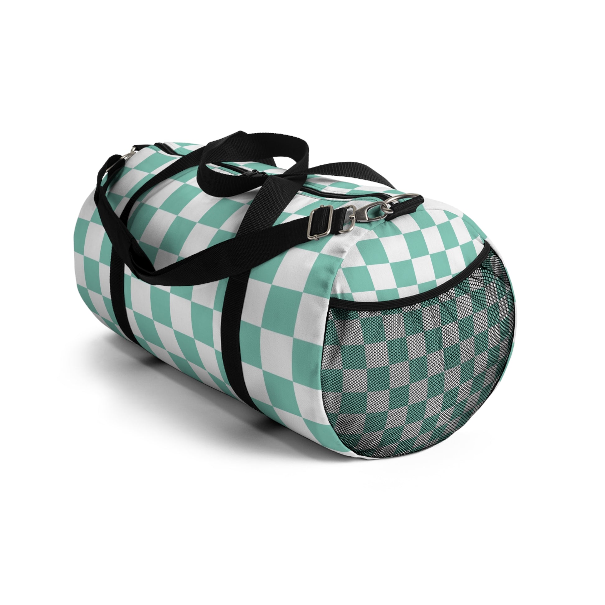 Checkerboard Light Green Duffel Bag, Artsulli - Art is Long, Life is Short, Bags, , , , , , , 