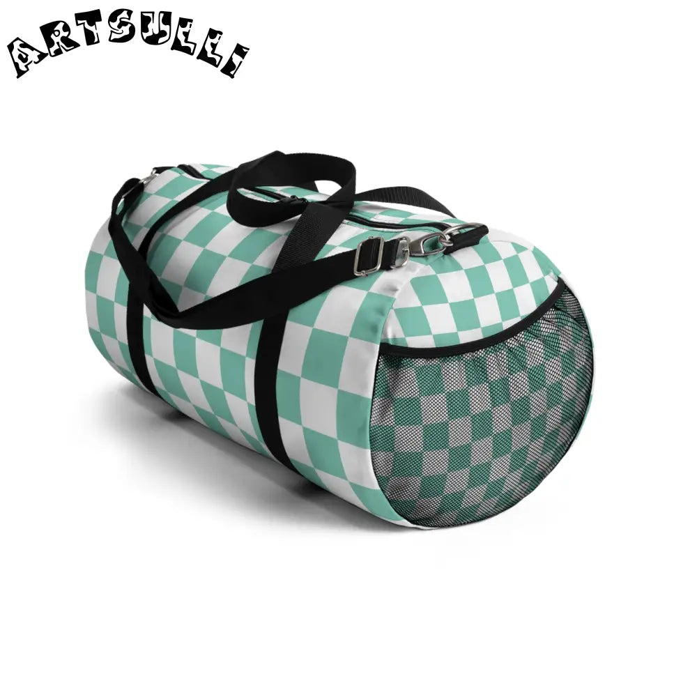 JAKKOUTTHEBXX Checkerboard Light Green Duffel Bag JAKKOUTTHEBXX