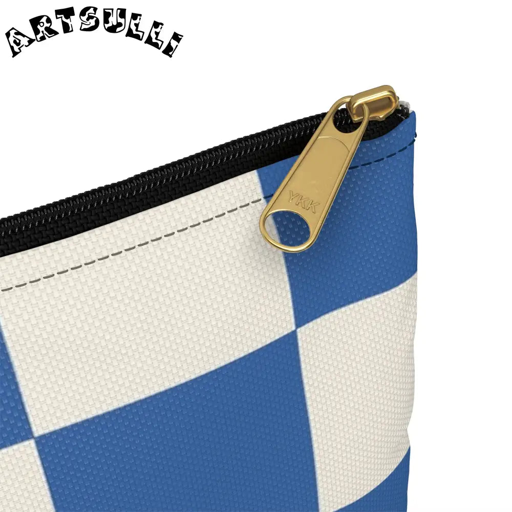 JAKKOUTTHEBXX Checkerboard Blue Accessory Pouch JAKKOUTTHEBXX