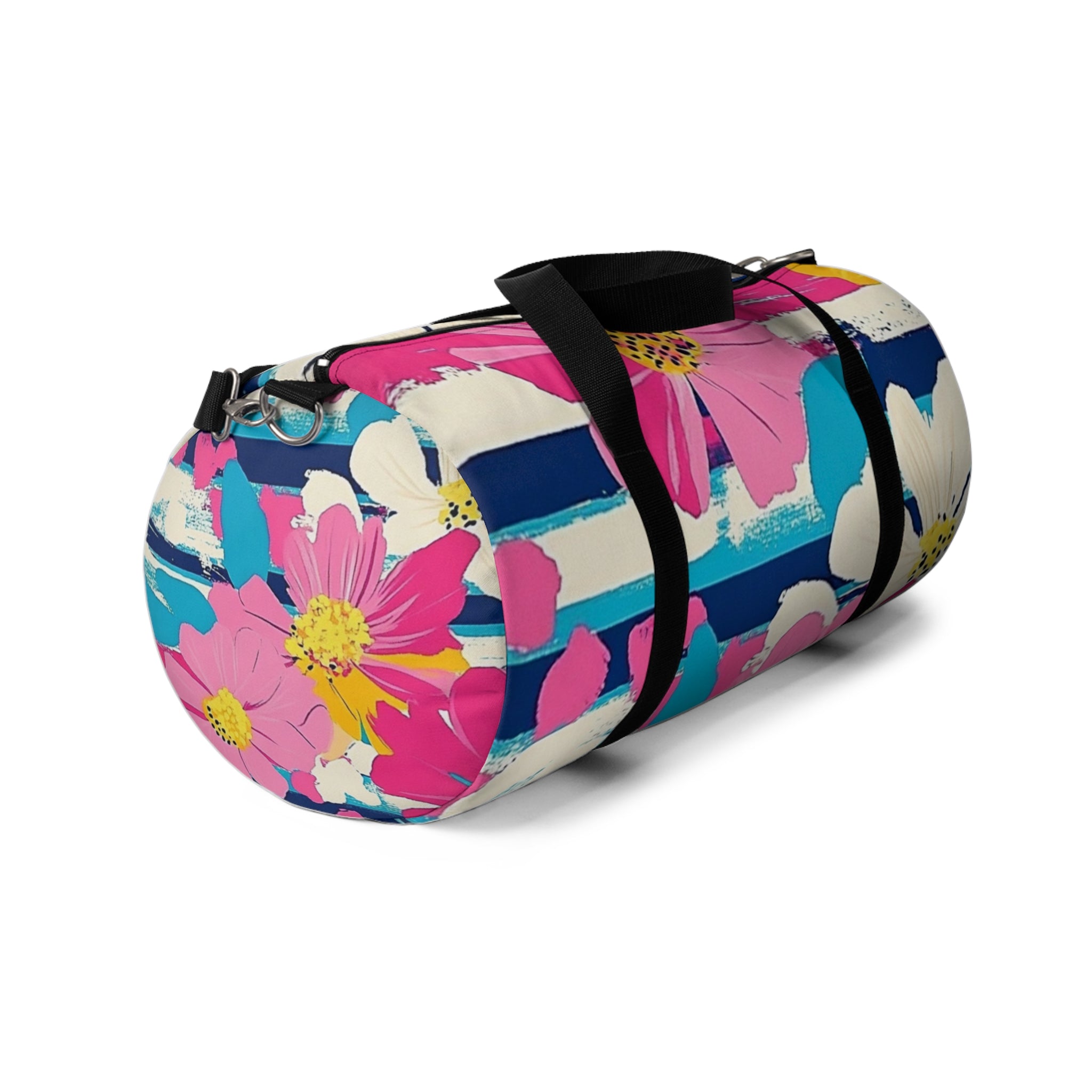 Dayglo Floral Stripes Multi-Color Duffel Bag, Artsulli - Art is Long, Life is Short, Bags, , , , , , , 