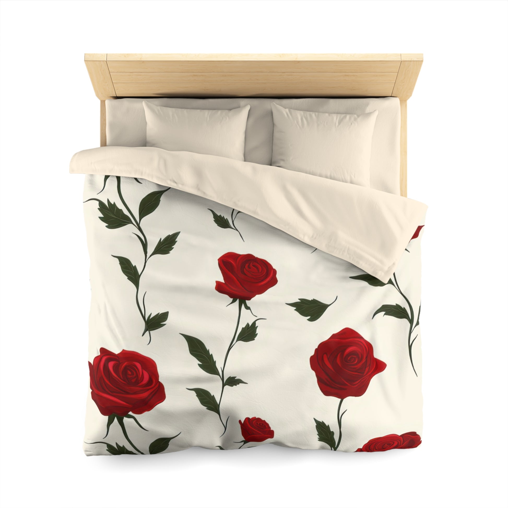 Red Roses Microfiber Duvet Cover, Artsulli - Art is Long, Life is Short, Home Decor, , , , , , , 