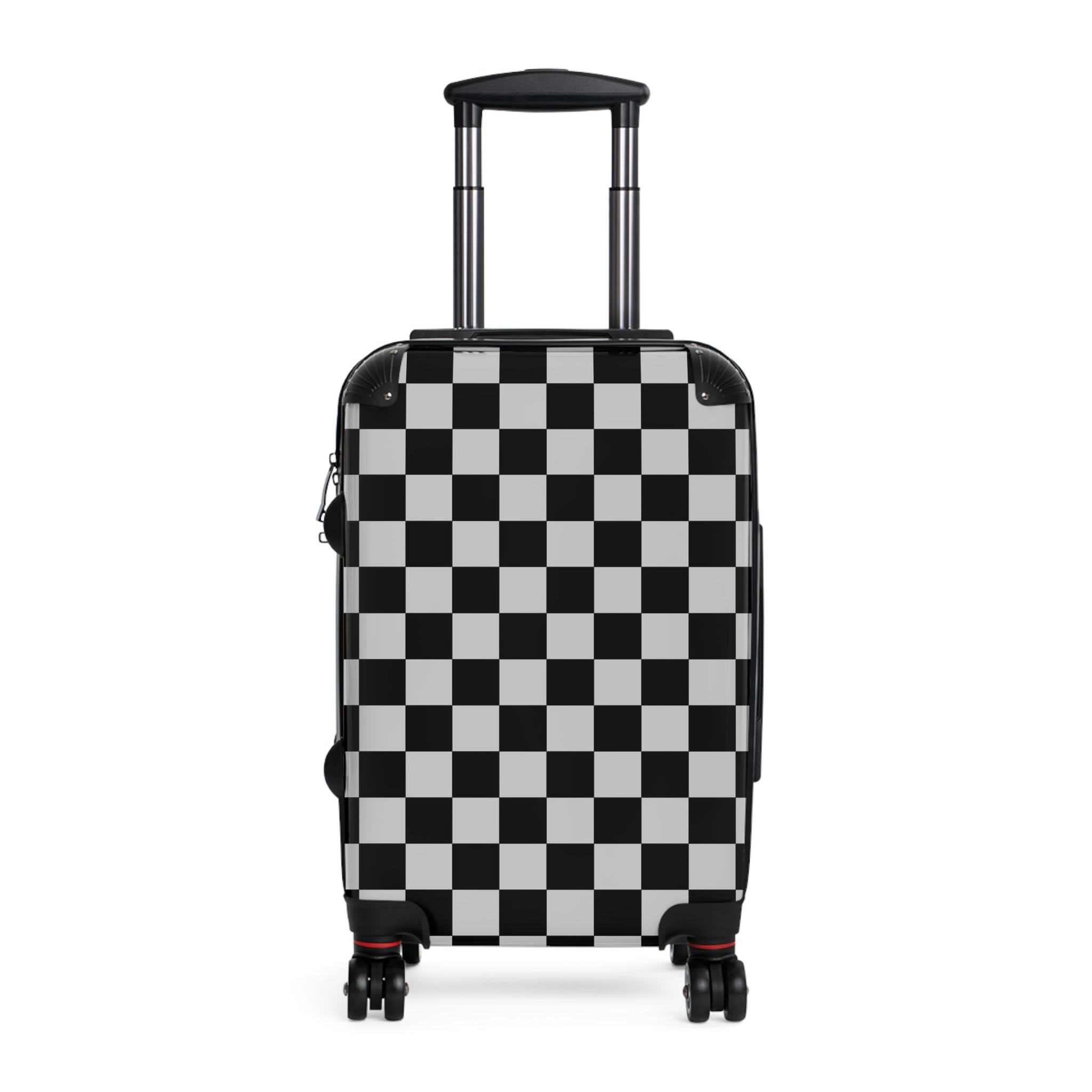Checkerboard Dada Black and Light Gray Suitcase, Artsulli - Art is Long, Life is Short, Bags, Size, Small, Color, Black, , , 99364531702861004529