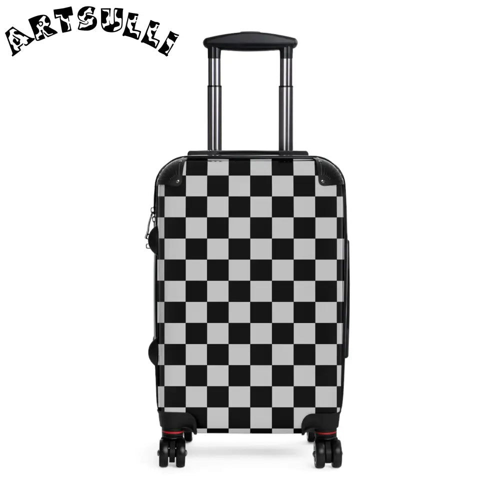 JAKKOUTTHEBXX Checkered Carry On Luggage with Adjustable Handle