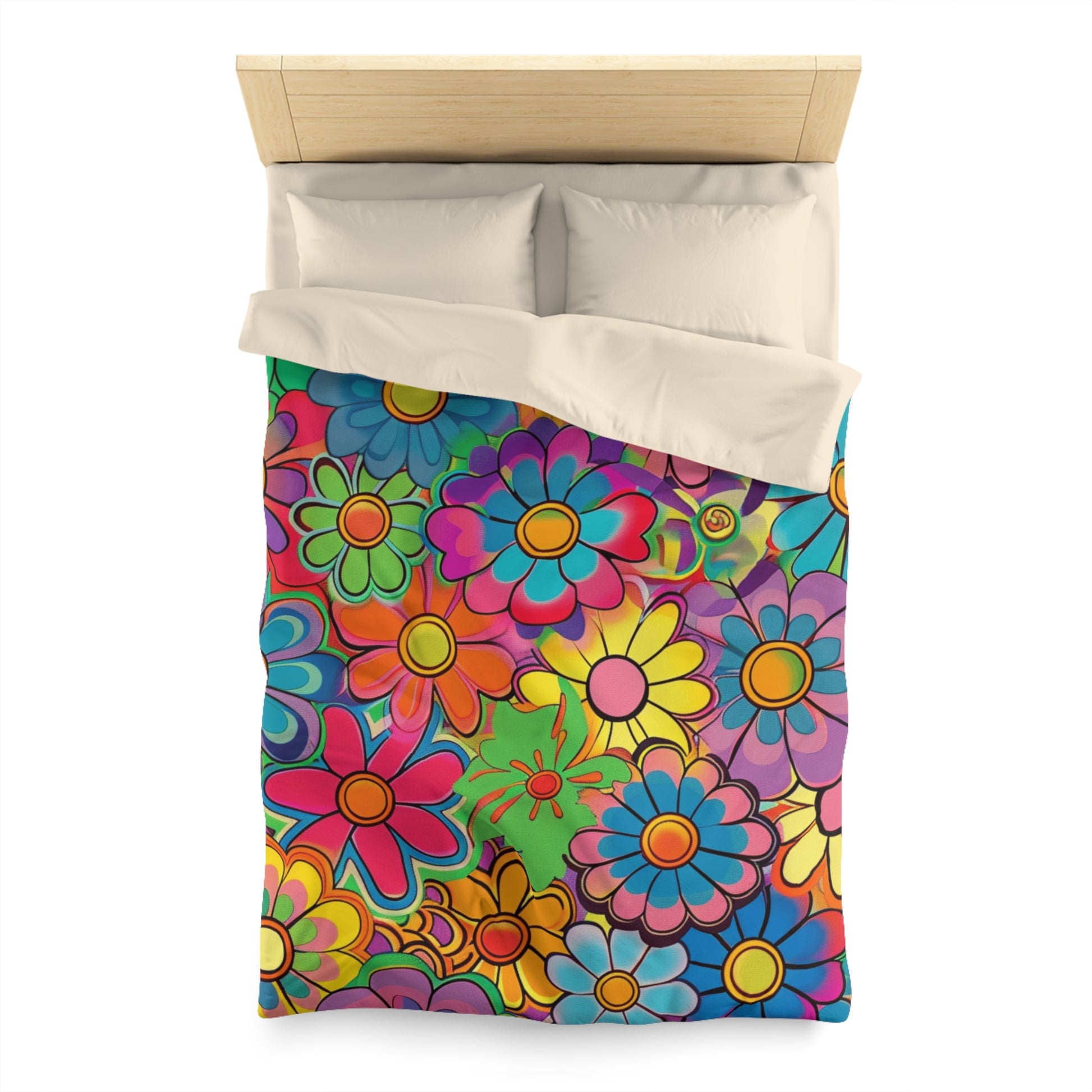 Chromatic Daisy Dream Microfiber Duvet Cover, Artsulli - Art is Long, Life is Short, Home Decor, , , , , , , 