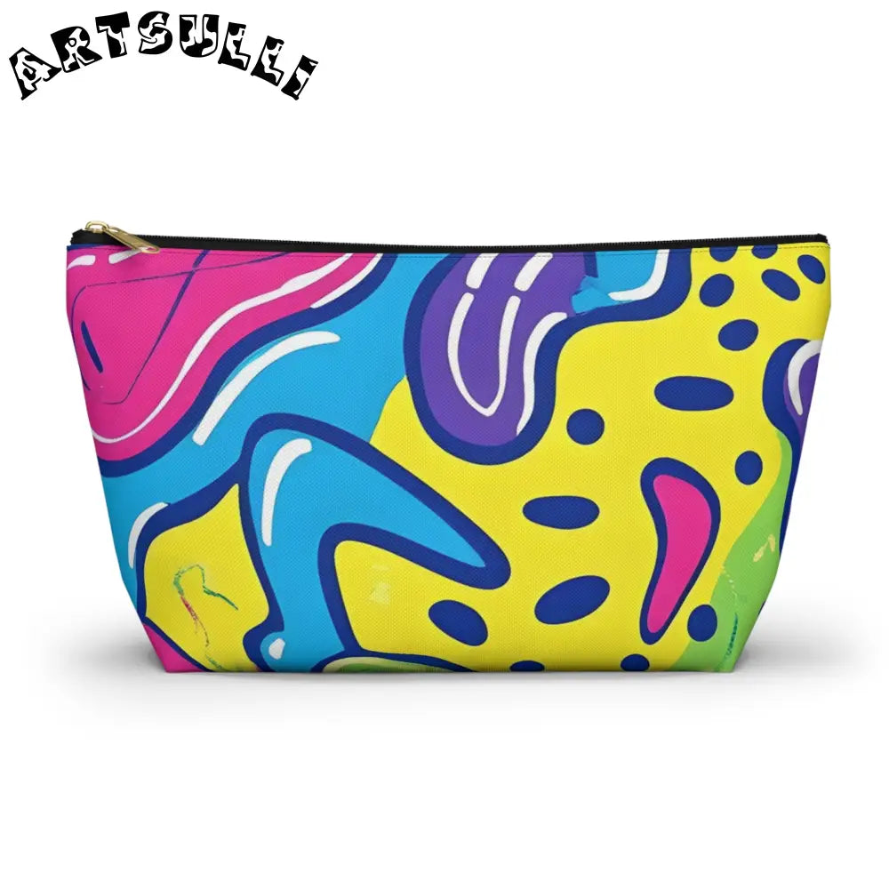 90s Trippy Slime Accessory Pouch w T-bottom, Artsulli - Art is Long, Life is Short, Bags, Size, Large, Color, Black zipper, , , 28351395185777663474