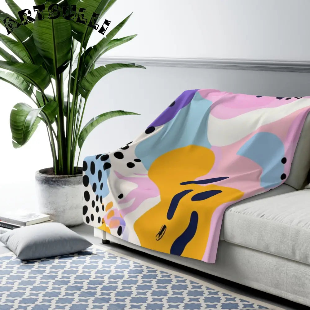 JAKKOUTTHEBXX Colorful Abstract Dots and Shapes Sherpa Fleece